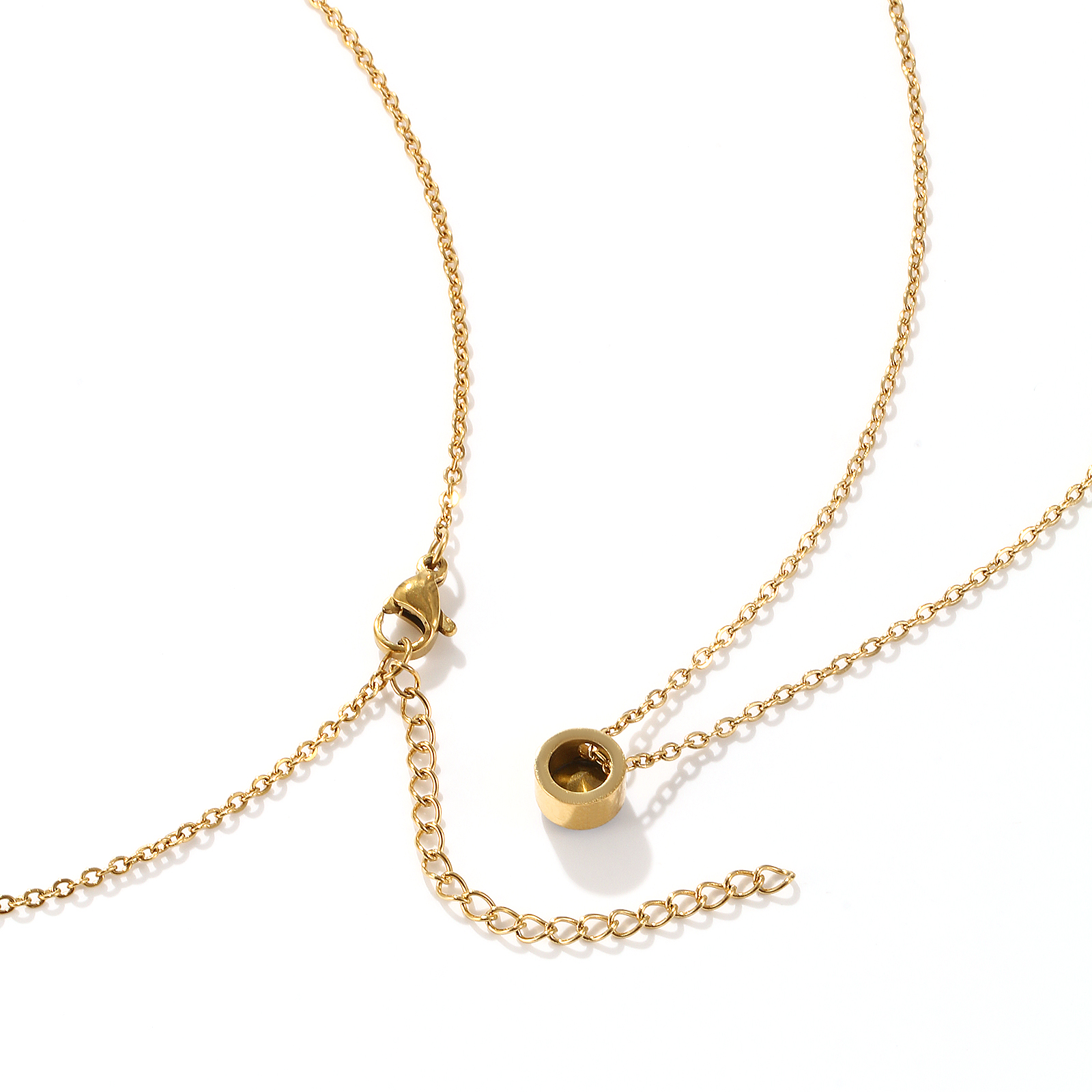 Bild von Umweltfreundliche PVD-Vakuumbeschichtung Exquisit Monatsstein 18K Echtgold plattiert 304 Edelstahl & Strass Kreuz Gliederketten Rund Anhänger Halskette Für Frauen Geschenk 45cm + 5cm lang