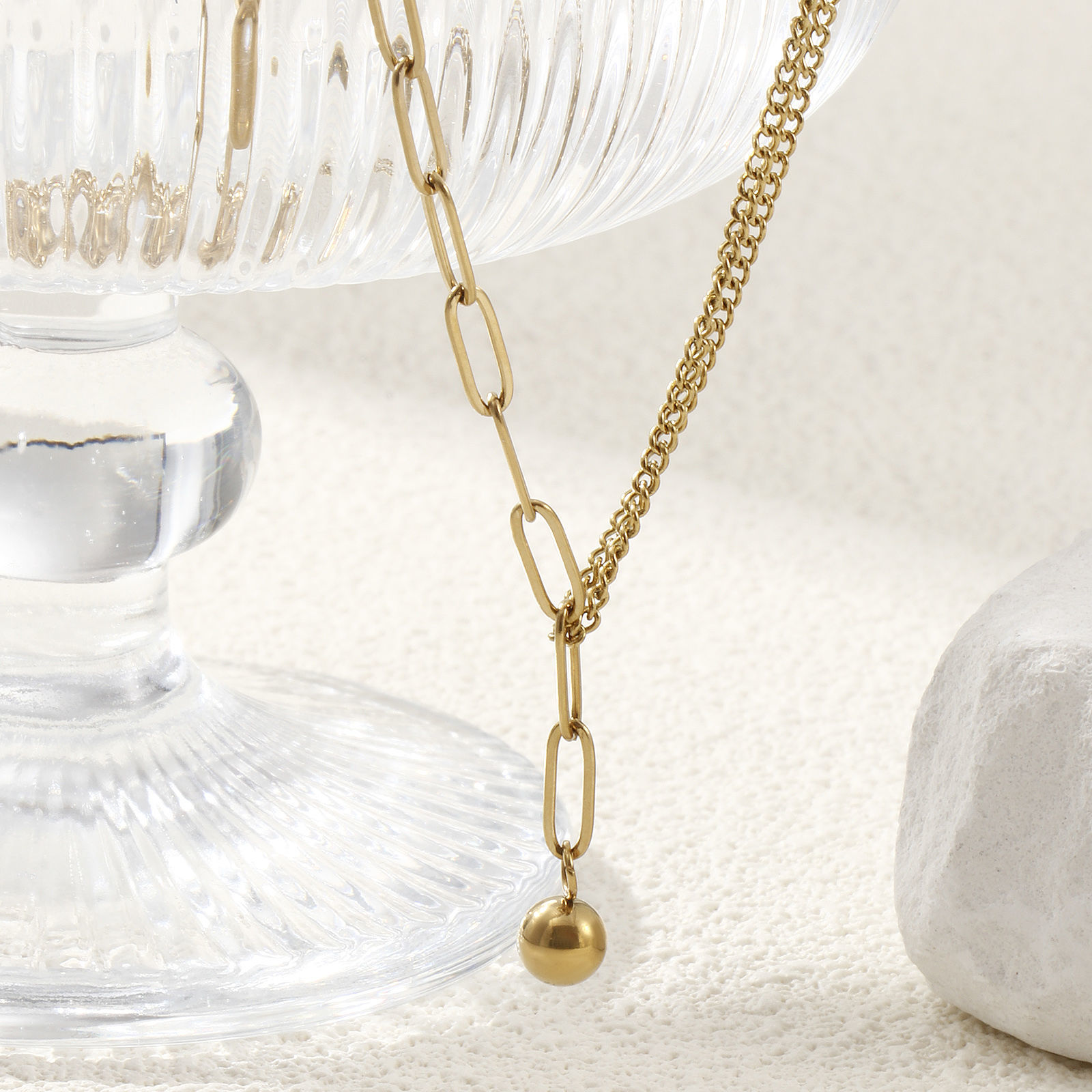 Picture of 1 Piece Stylish Double Layer 304 Stainless Steel Paperclip Link Chain With Pendant Anklet 26cm(10.2") long