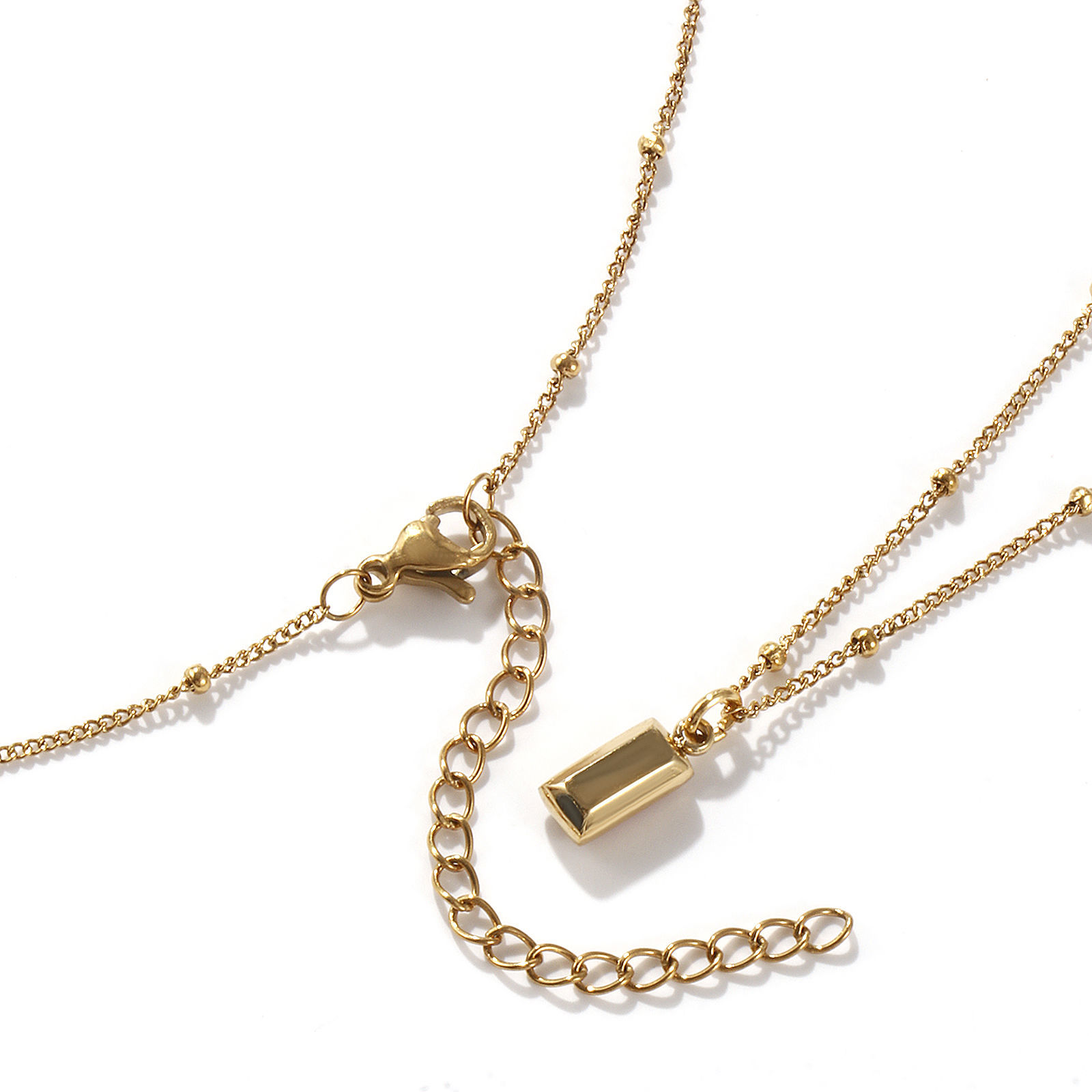 Picture of Eco-friendly PVD Vacuum Plating Exquisite Birthstone 18K Real Gold Plated 304 Stainless Steel & Cubic Zirconia Curb Link Chain Rectangle Pendant Charm Necklace For Women Gift 45cm(17.7") + 5cm(2") long