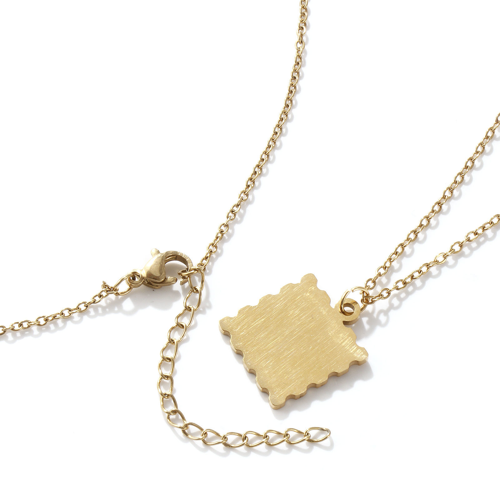 Picture of Eco-friendly PVD Vacuum Plating Sweet & Cute 18K Real Gold Plated Multicolor 304 Stainless Steel Link Cable Chain Square Fruit Enamel Pendant Charm Necklace For Women Gift 45cm(17.7") + 5cm(2") long