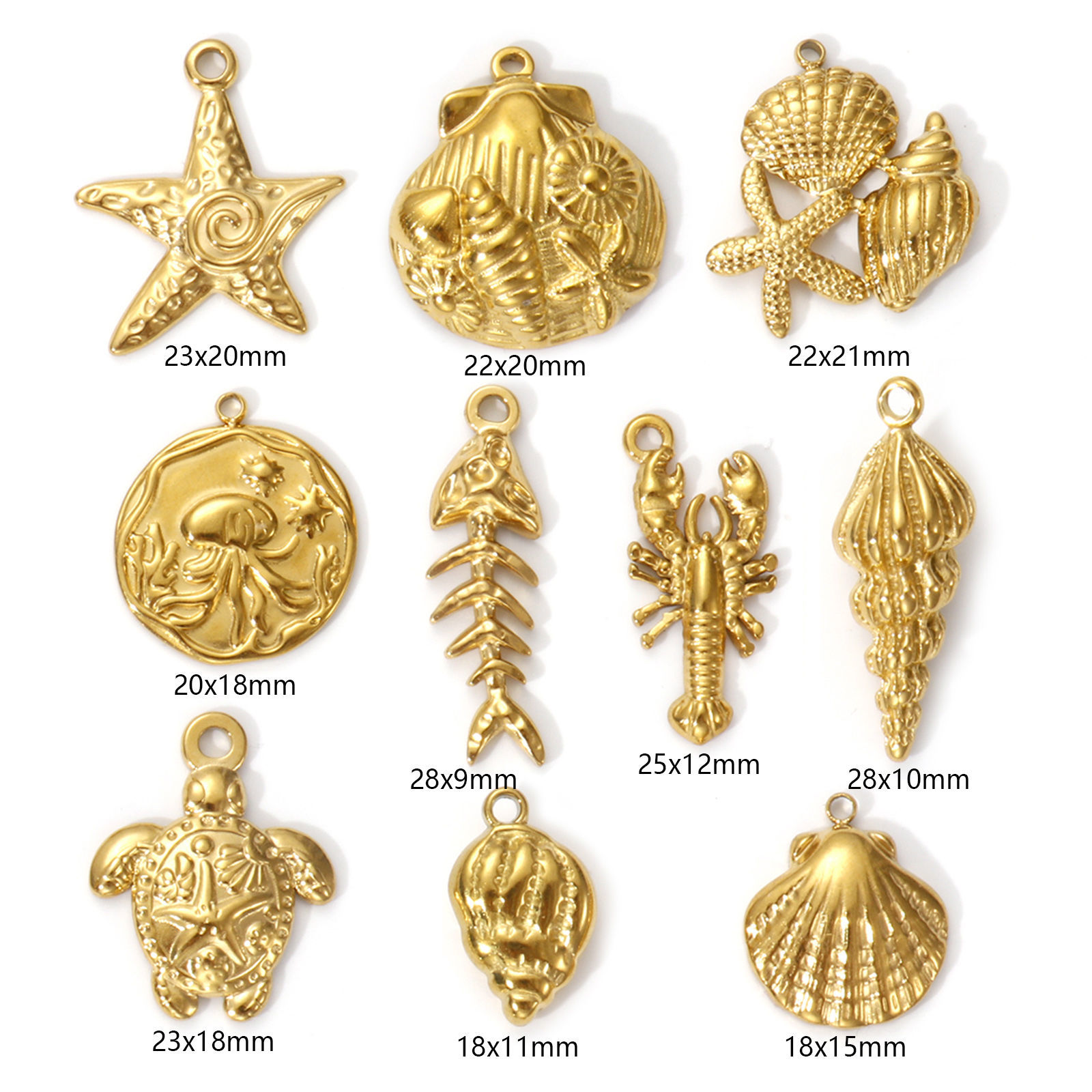 Picture of Eco-friendly PVD Vacuum Plating 304 Stainless Steel Ocean Jewelry Charms 18K Real Gold Plated Shell Tortoise