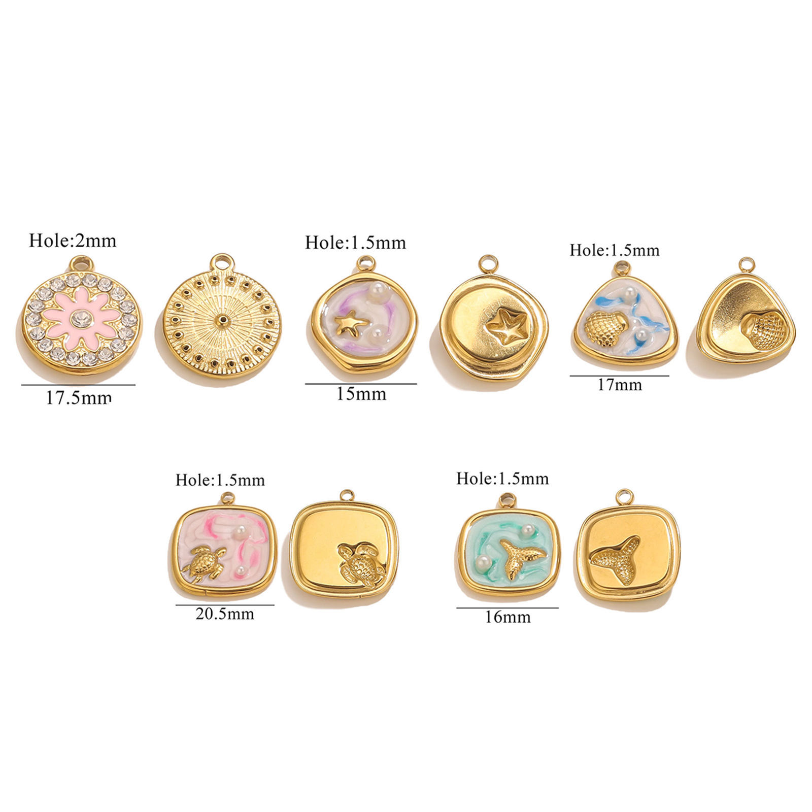 Picture of Eco-friendly 304 Stainless Steel Ocean Jewelry Charms Multicolor Enamel Imitation Pearl