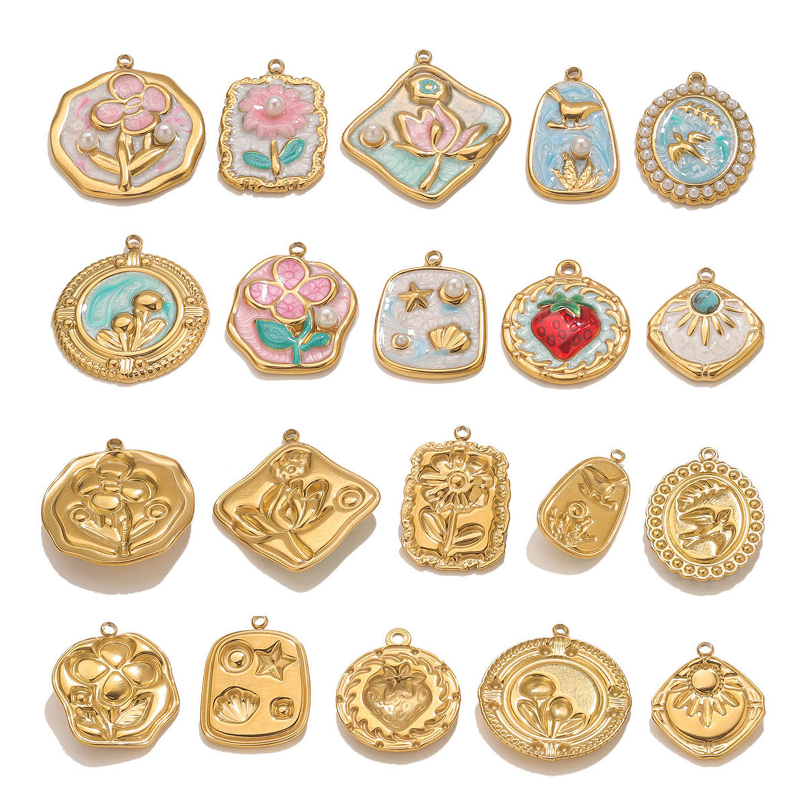 Picture of Eco-friendly 304 Stainless Steel Oil Painting Style Charms Multicolor Enamel
