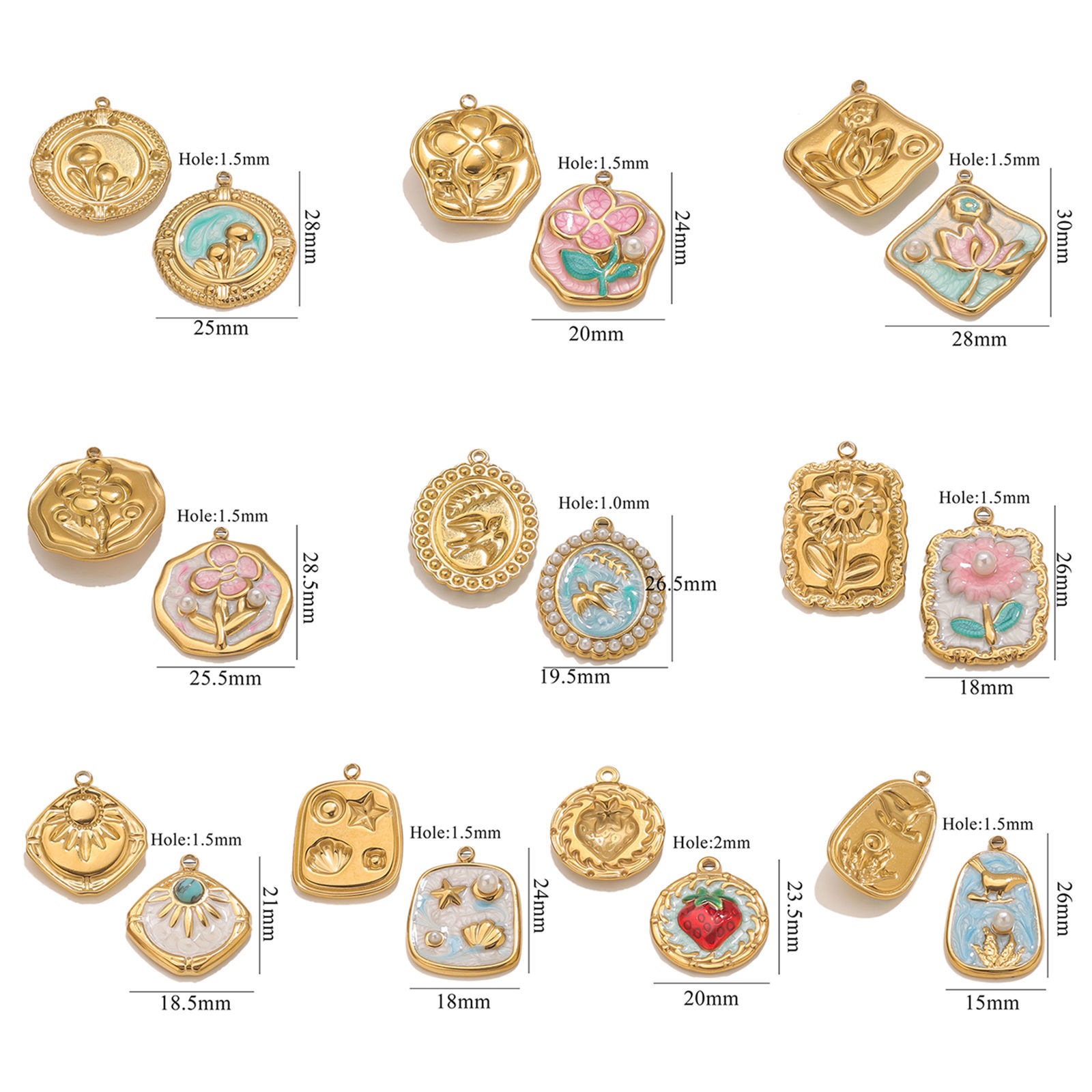 Picture of Eco-friendly 304 Stainless Steel Oil Painting Style Charms Multicolor Enamel