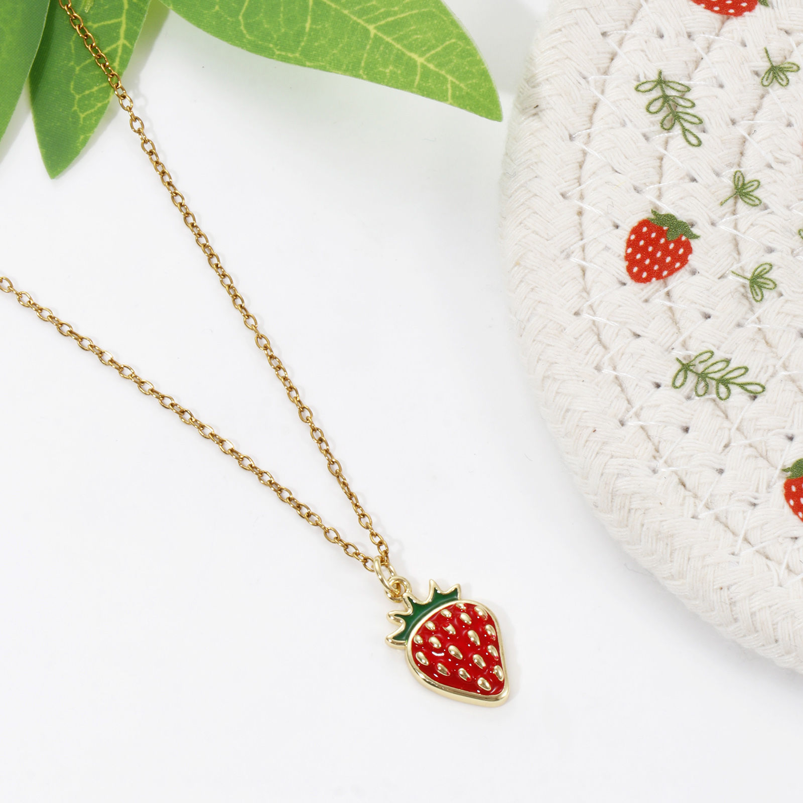Picture of Eco-friendly Brass Charms 18K Real Gold Plated Red Enamel Strawberry Fruit