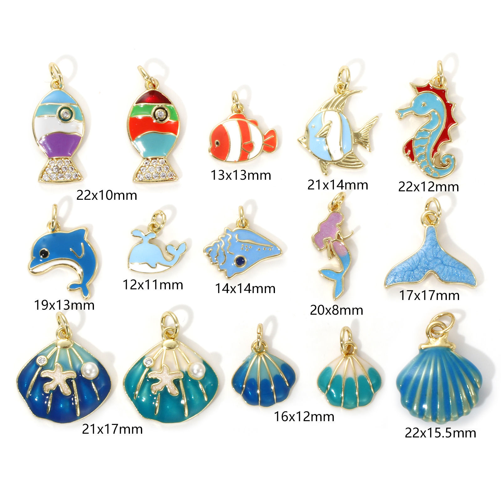 Picture of Eco-friendly Brass Ocean Jewelry Charms 18K Real Gold Plated Enamel