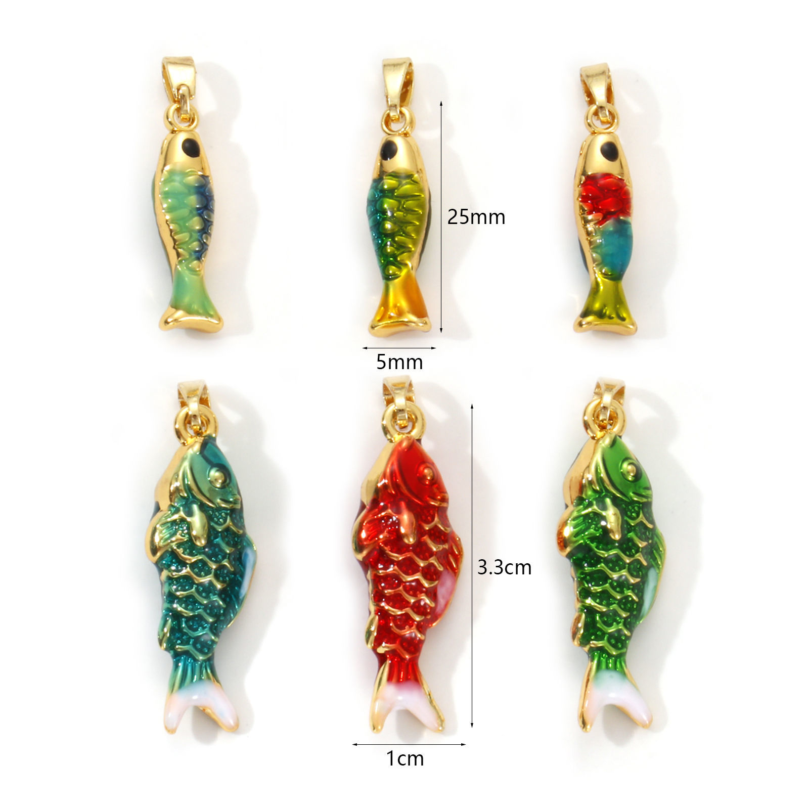 Picture of Brass Ocean Jewelry Charms 18K Gold Plated Enamel Fish Animal 3D