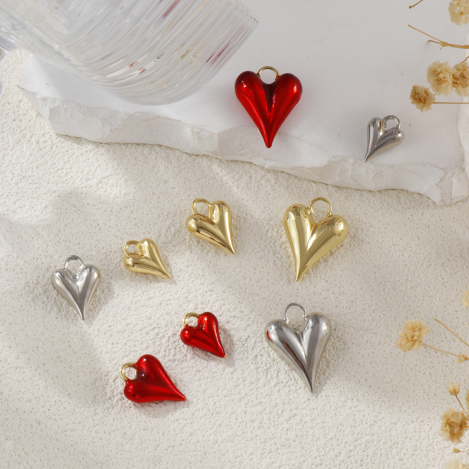 Picture of Eco-friendly Brass Valentine's Day Charms Real Gold Plated Heart 3D