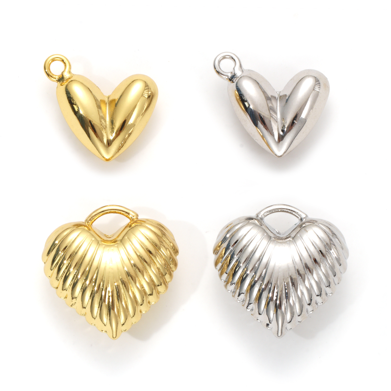 Picture of Eco-friendly Brass Valentine's Day Charms Real Gold Plated Heart 3D