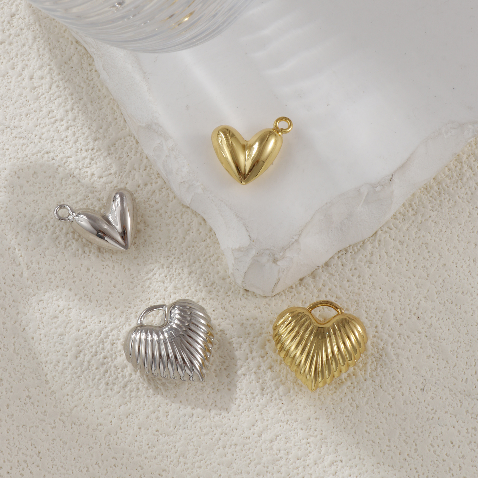 Picture of Eco-friendly Brass Valentine's Day Charms Real Gold Plated Heart 3D