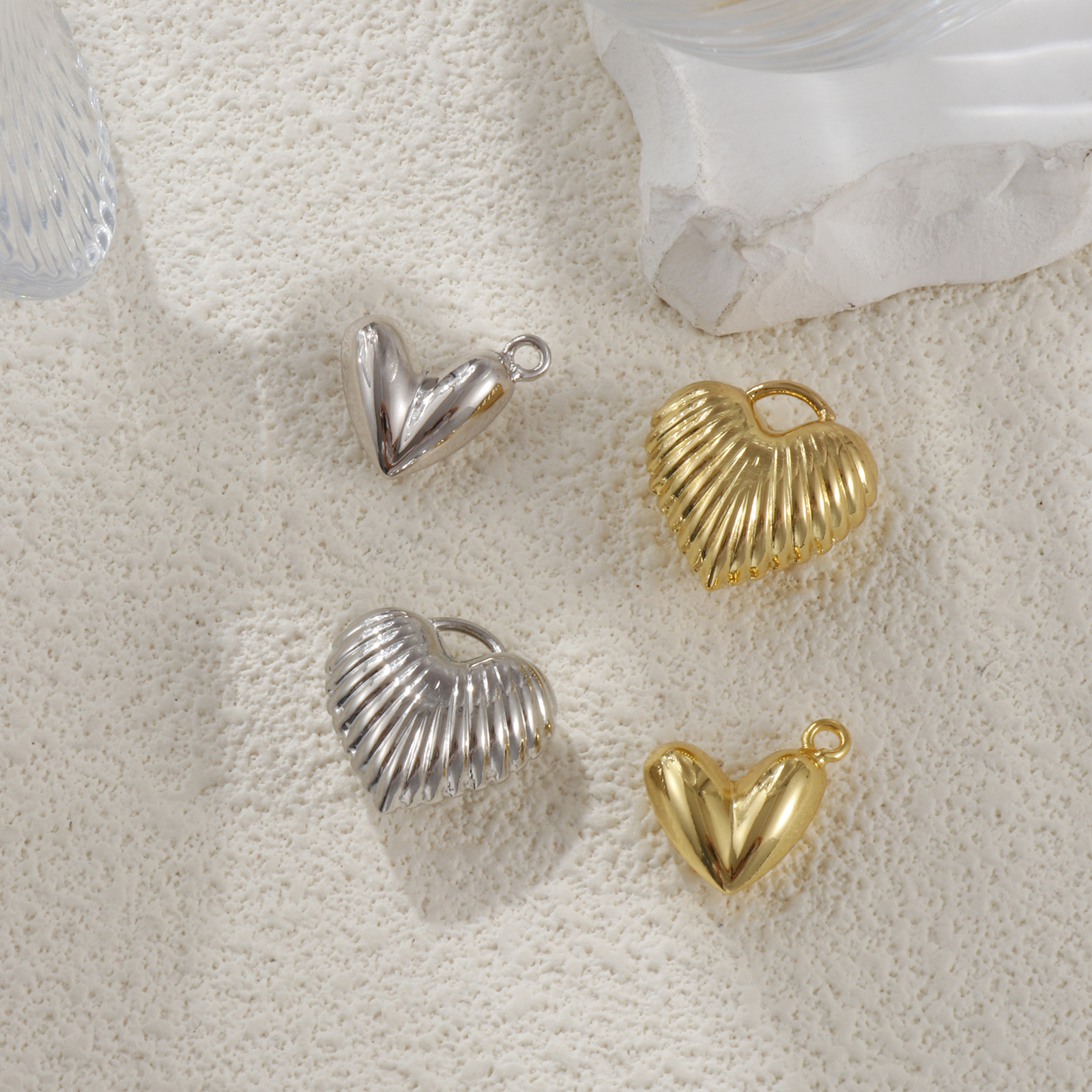 Picture of Eco-friendly Brass Valentine's Day Charms Real Gold Plated Heart 3D