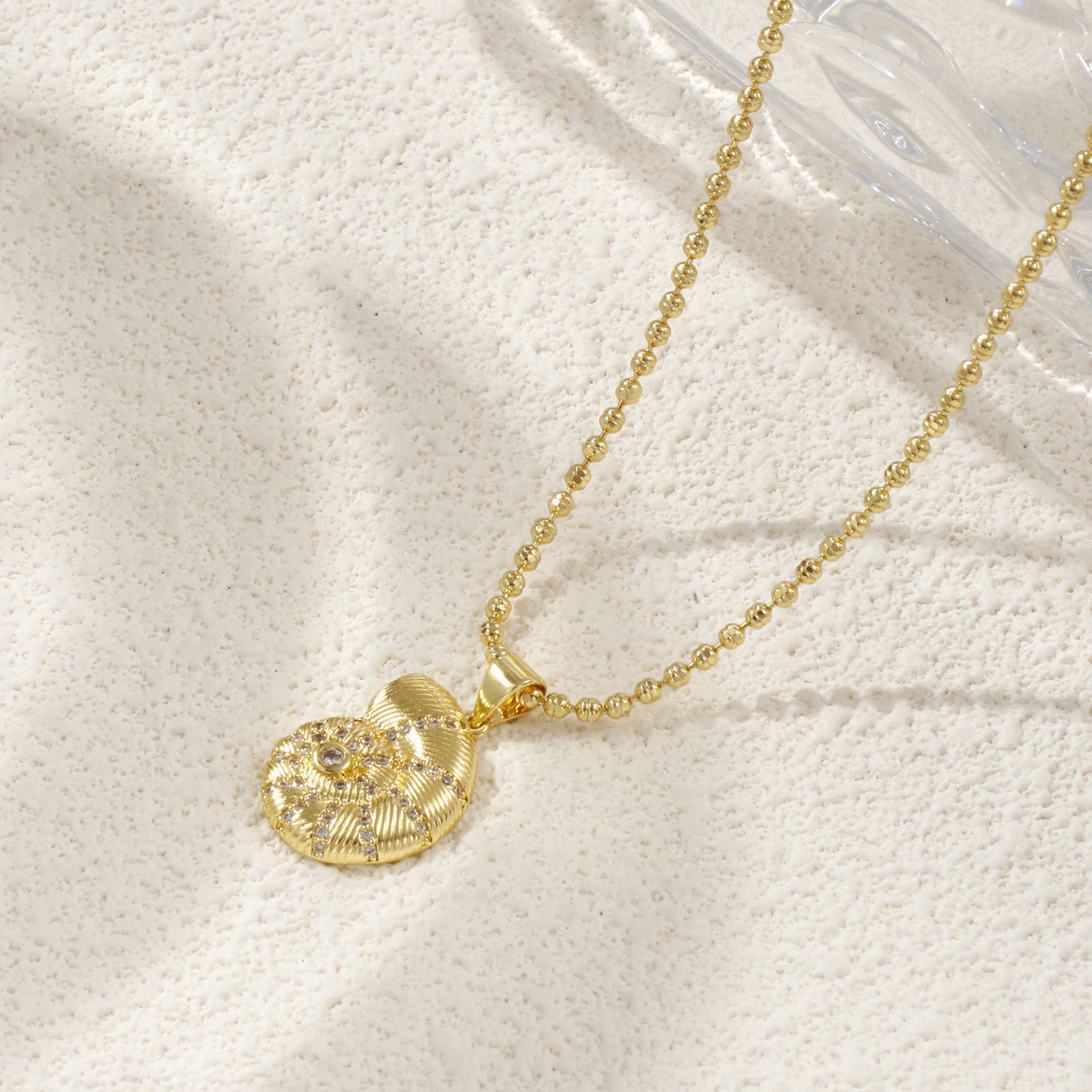 Picture of 1 Piece Eco-friendly Stylish 18K Real Gold Plated Brass Ball Chain Pendant Charm Necklace For Women Gift 45cm(17.7") + 5cm(2") long