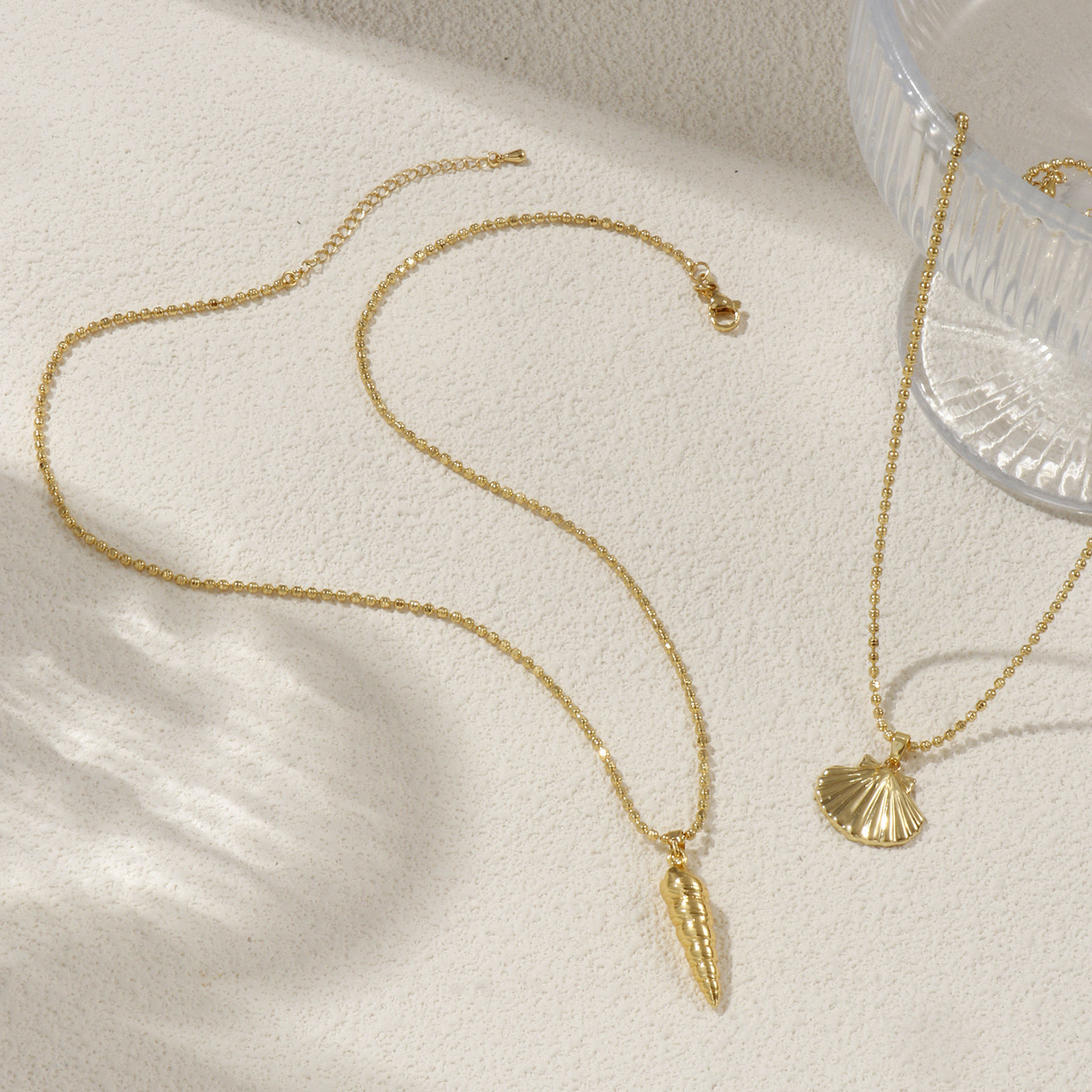 Picture of 1 Piece Eco-friendly Stylish 18K Real Gold Plated Brass Ball Chain Pendant Charm Necklace For Women Gift 45cm(17.7") + 5cm(2") long