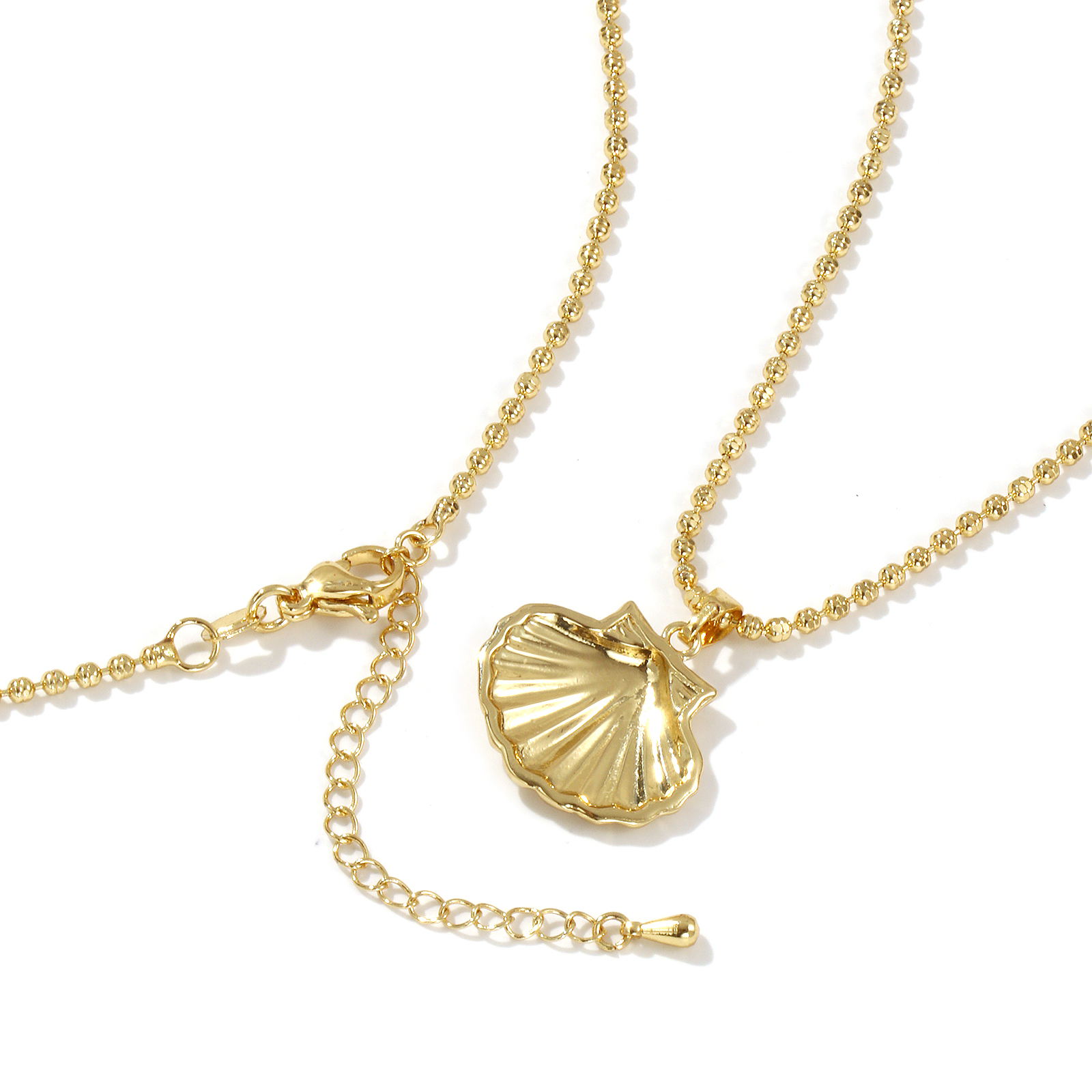 Immagine di 18K Vero Oro Placcato Catena a Pallini Conchiglia Collana con Ciondolo, Ottone 45cm + 5cm, Per Donne, Elegante Gioielli Oceanici Regalo, Ecologico, 1 Pz