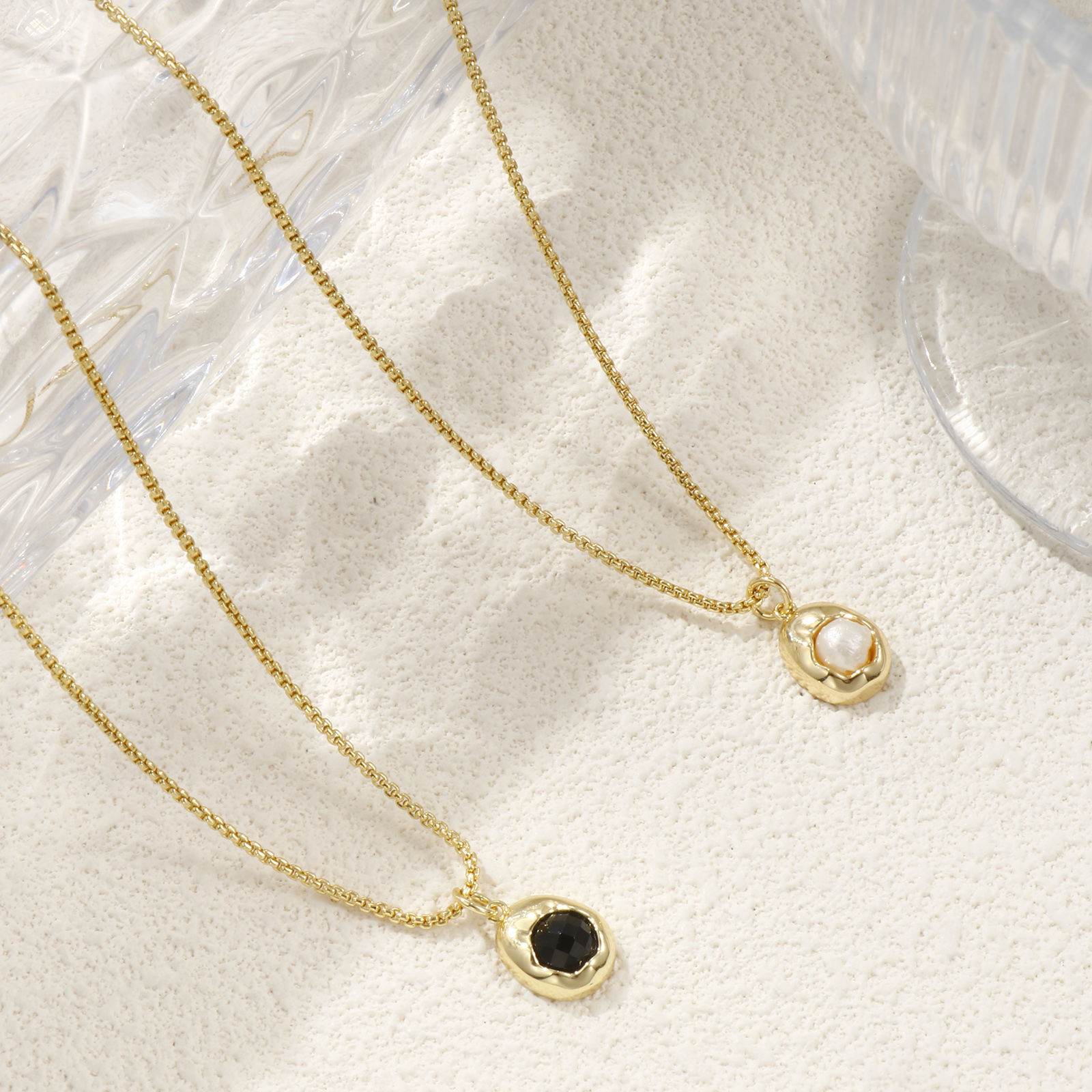 Picture of 1 Piece Eco-friendly Stylish 18K Real Gold Plated Brass Link Cable Chain Irregular Acrylic Imitation Pearl Pendant Charm Necklace For Women Gift 45cm(17.7") + 5cm(2") long