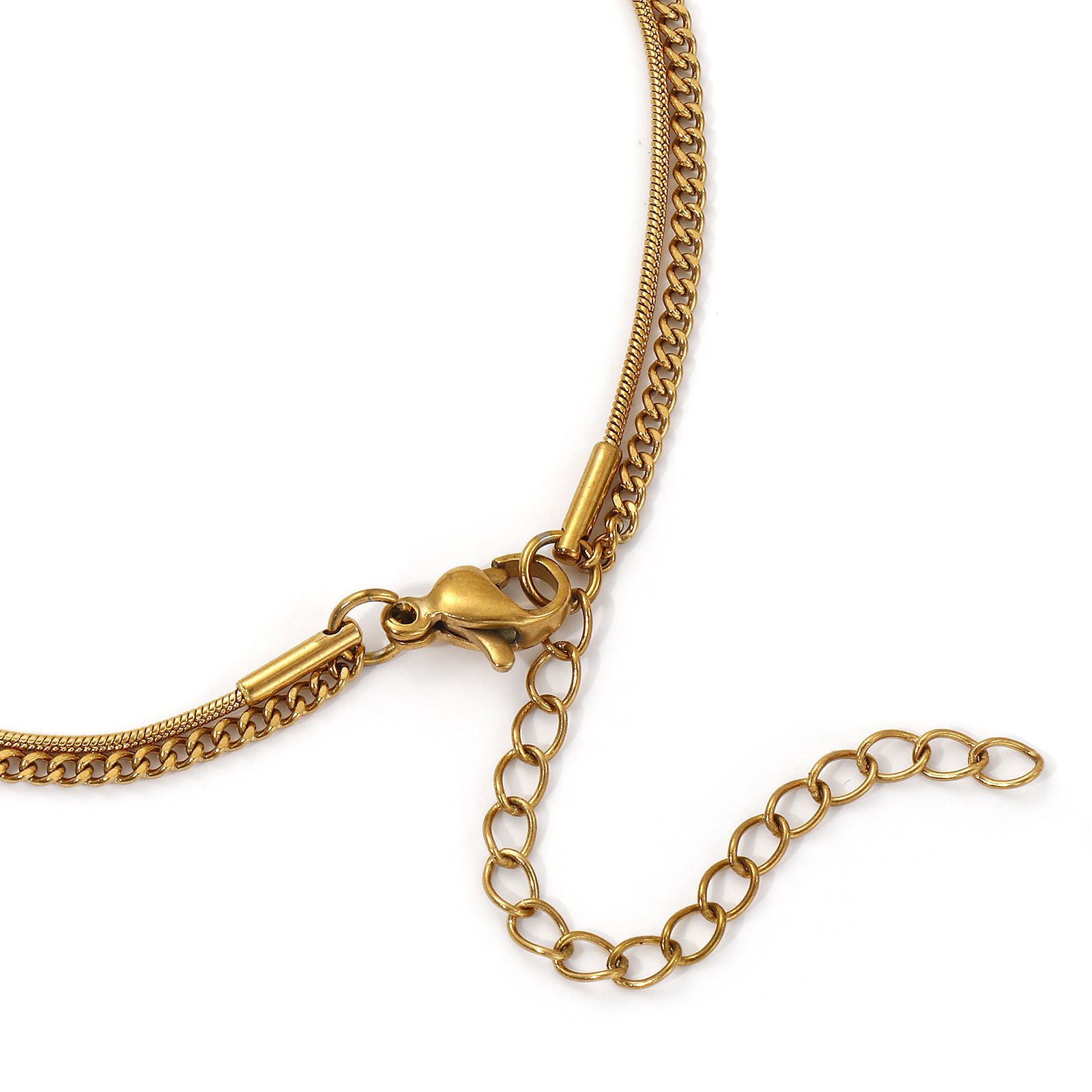 Picture of 1 Piece Eco-friendly Stylish Valentine's Day Multicolor 304 Stainless Steel Curb Link Chain Heart Multilayer Layered Anklet For Women Gift 23cm(9") long