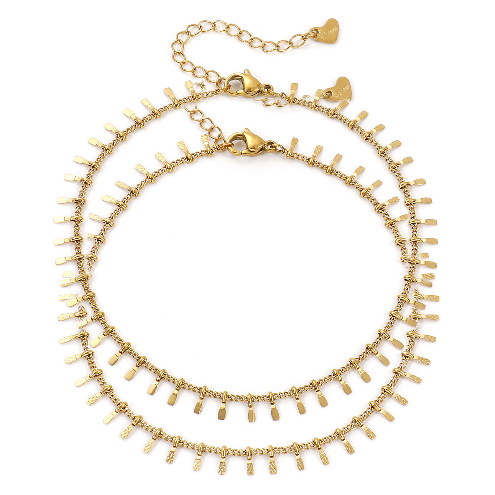 Изображение 1 ШТ Экологичное вакуумное PVD-покрытие Минималистский Стильный 18K настоящее золото с покрытием 304 Нержавеющая Сталь Ручной Работы Цепь кисточка Ножные Браслеты Для женщин подарок 23см длина