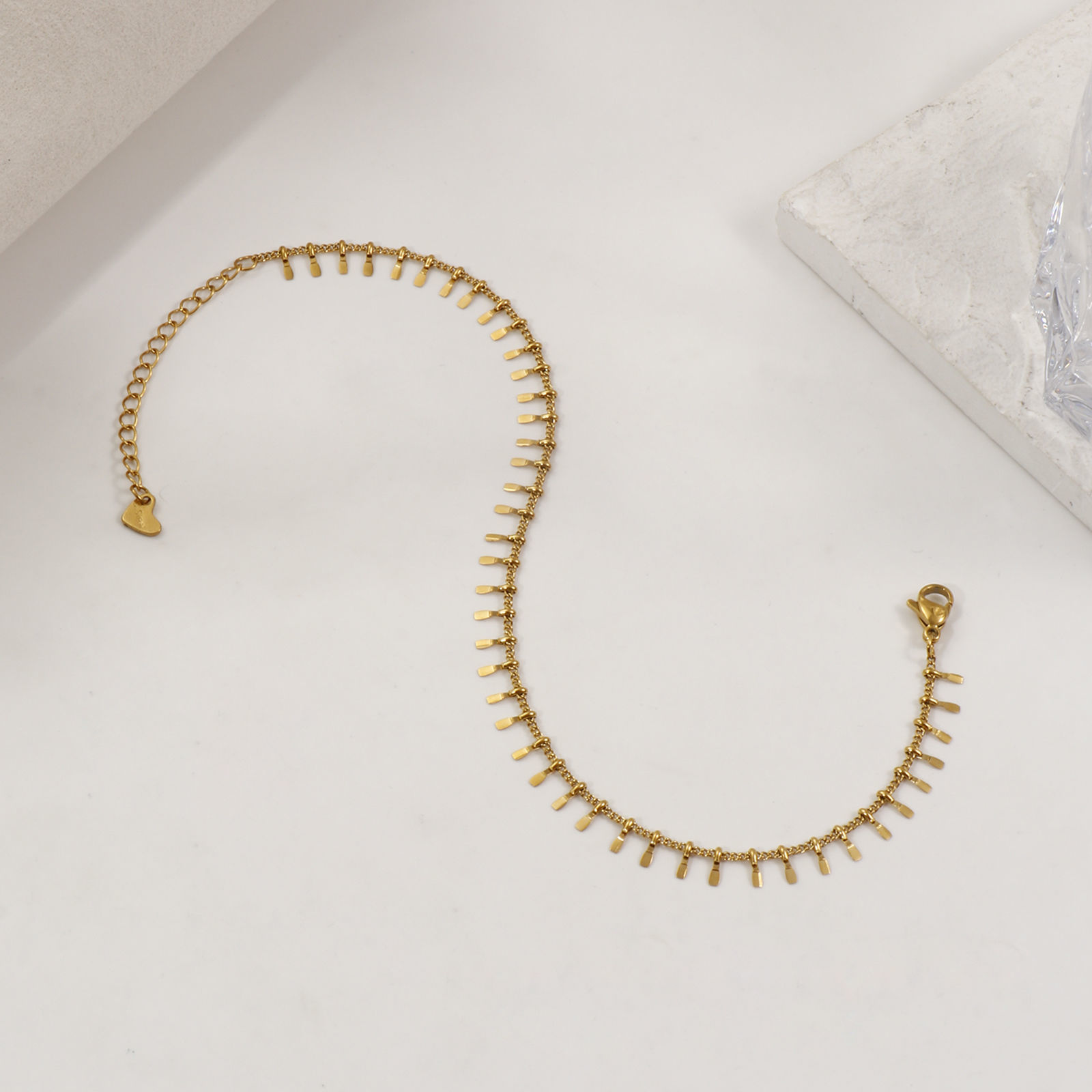 Изображение 1 ШТ Экологичное вакуумное PVD-покрытие Минималистский Стильный 18K настоящее золото с покрытием 304 Нержавеющая Сталь Ручной Работы Цепь кисточка Ножные Браслеты Для женщин подарок 23см длина