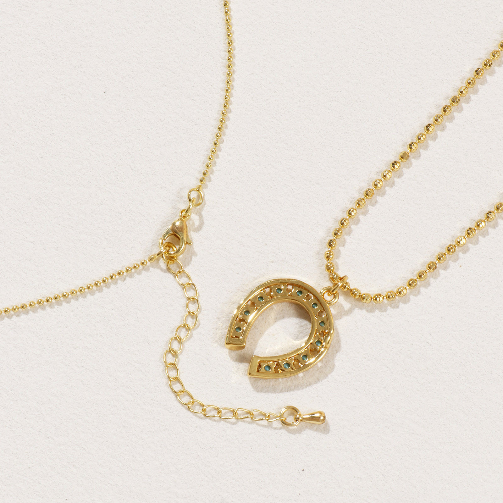 Bild von 18K Echtgold plattiert Anhänger Halskette, Messing 45cm + 5cm, Für Frauen, Blau Zirkonia Retro Geschenk, Umweltfreundlich, 1 Strang