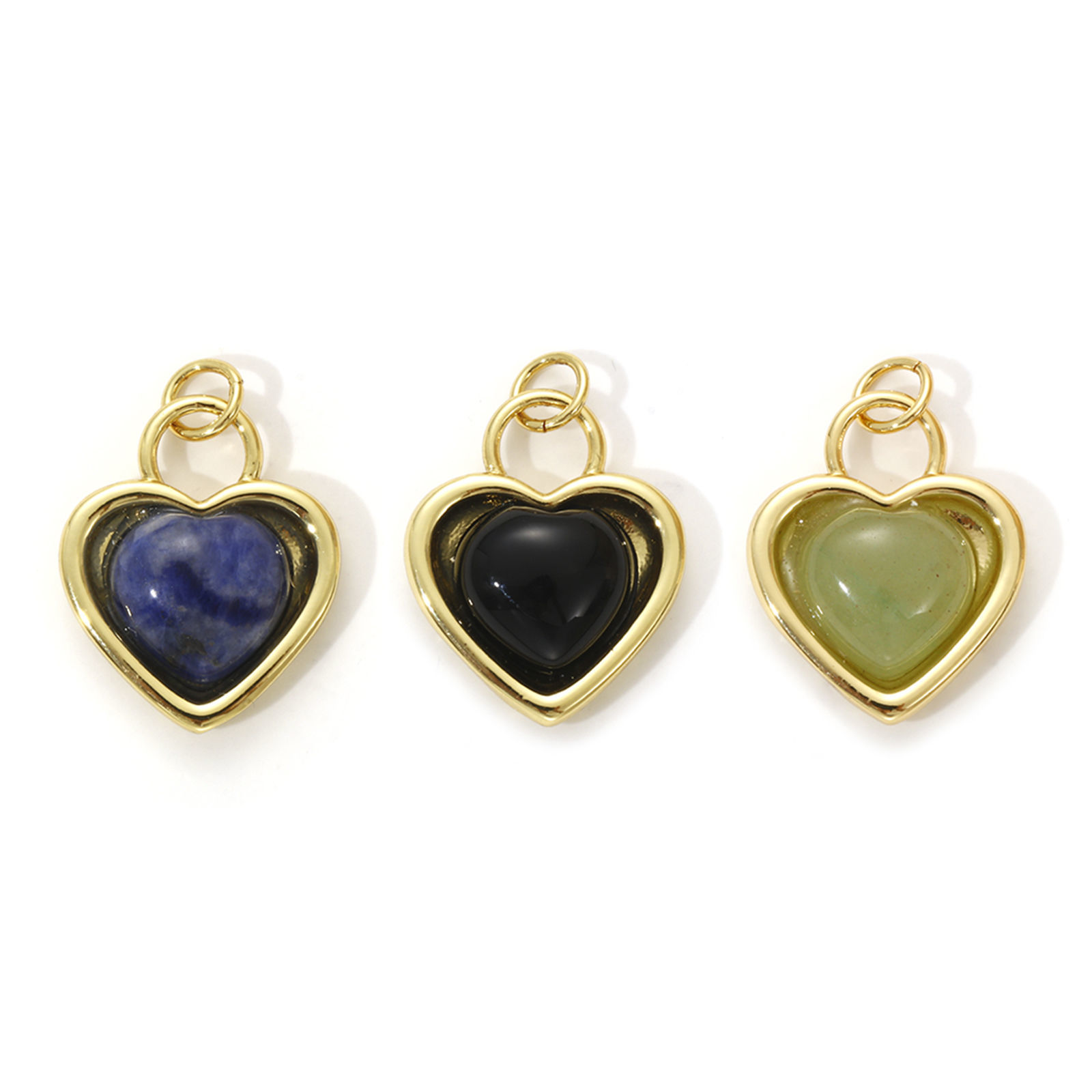 Picture of Eco-friendly Brass & Gemstone Valentine's Day Charms 18K Real Gold Plated Heart 22mm x 16mm