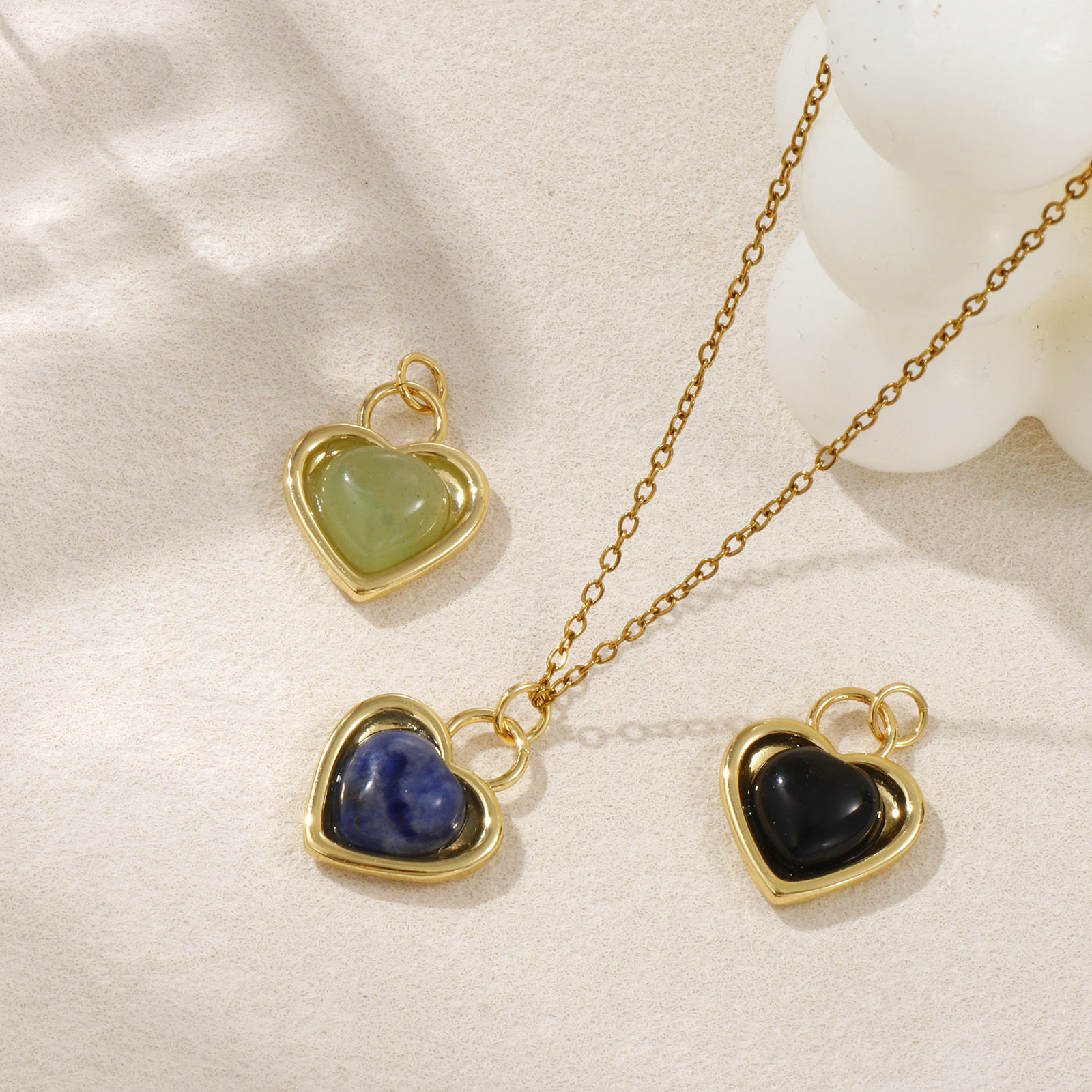 Picture of Eco-friendly Brass & Gemstone Valentine's Day Charms 18K Real Gold Plated Heart 22mm x 16mm