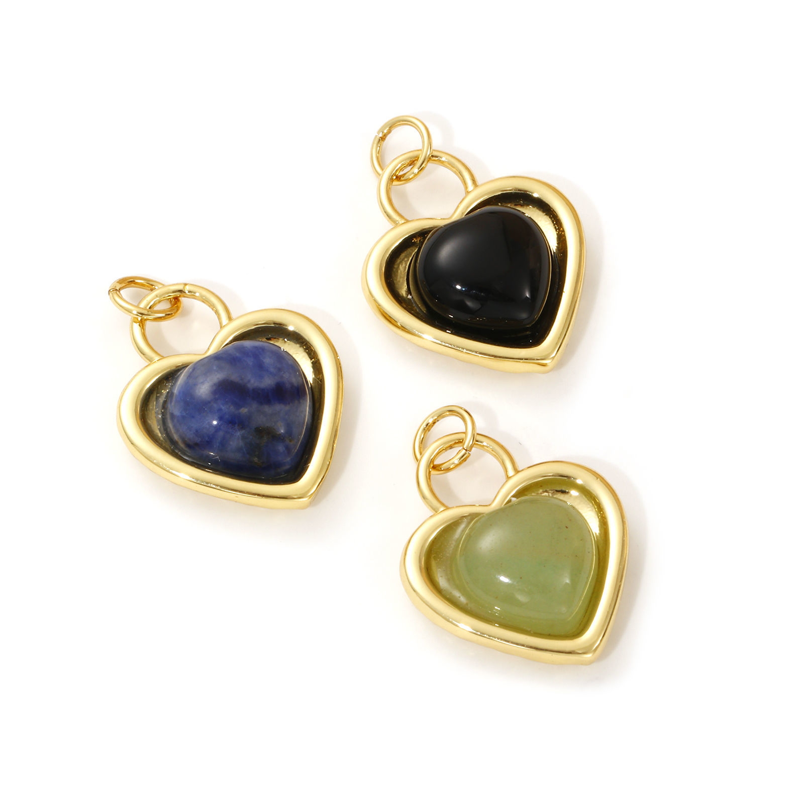 Picture of Eco-friendly Brass & Gemstone Valentine's Day Charms 18K Real Gold Plated Heart 22mm x 16mm