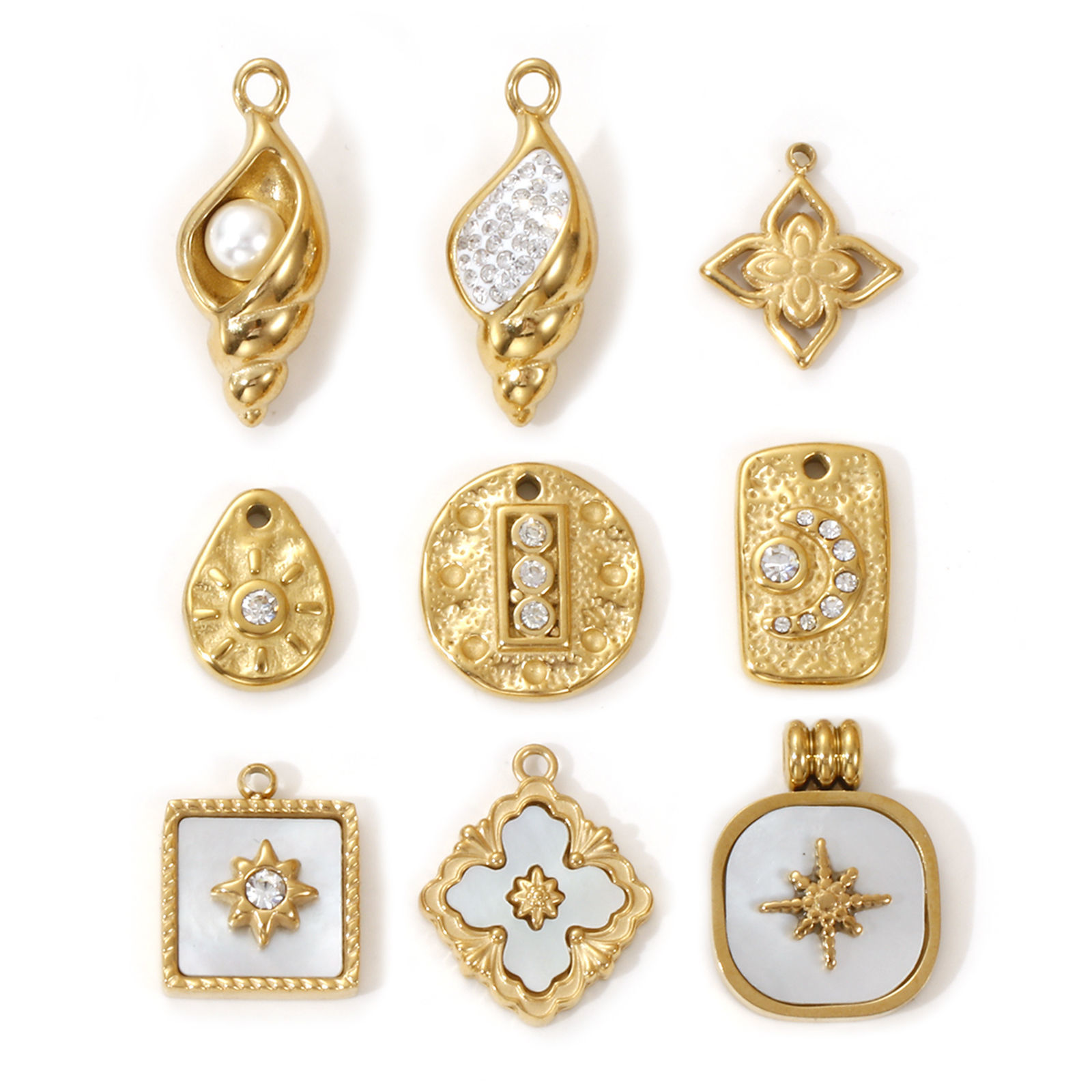 Picture of 1 Piece Eco-friendly PVD Vacuum Plating 304 Stainless Steel Charms 18K Real Gold Plated