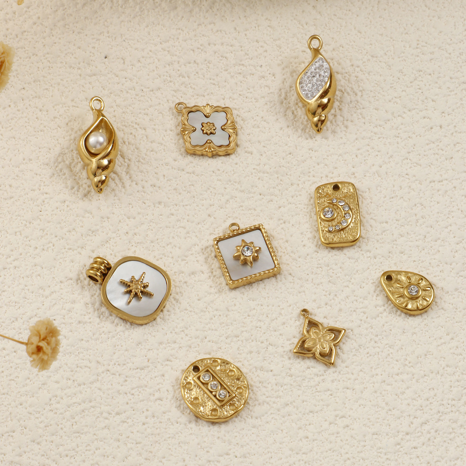 Picture of 1 Piece Eco-friendly PVD Vacuum Plating 304 Stainless Steel Charms 18K Real Gold Plated