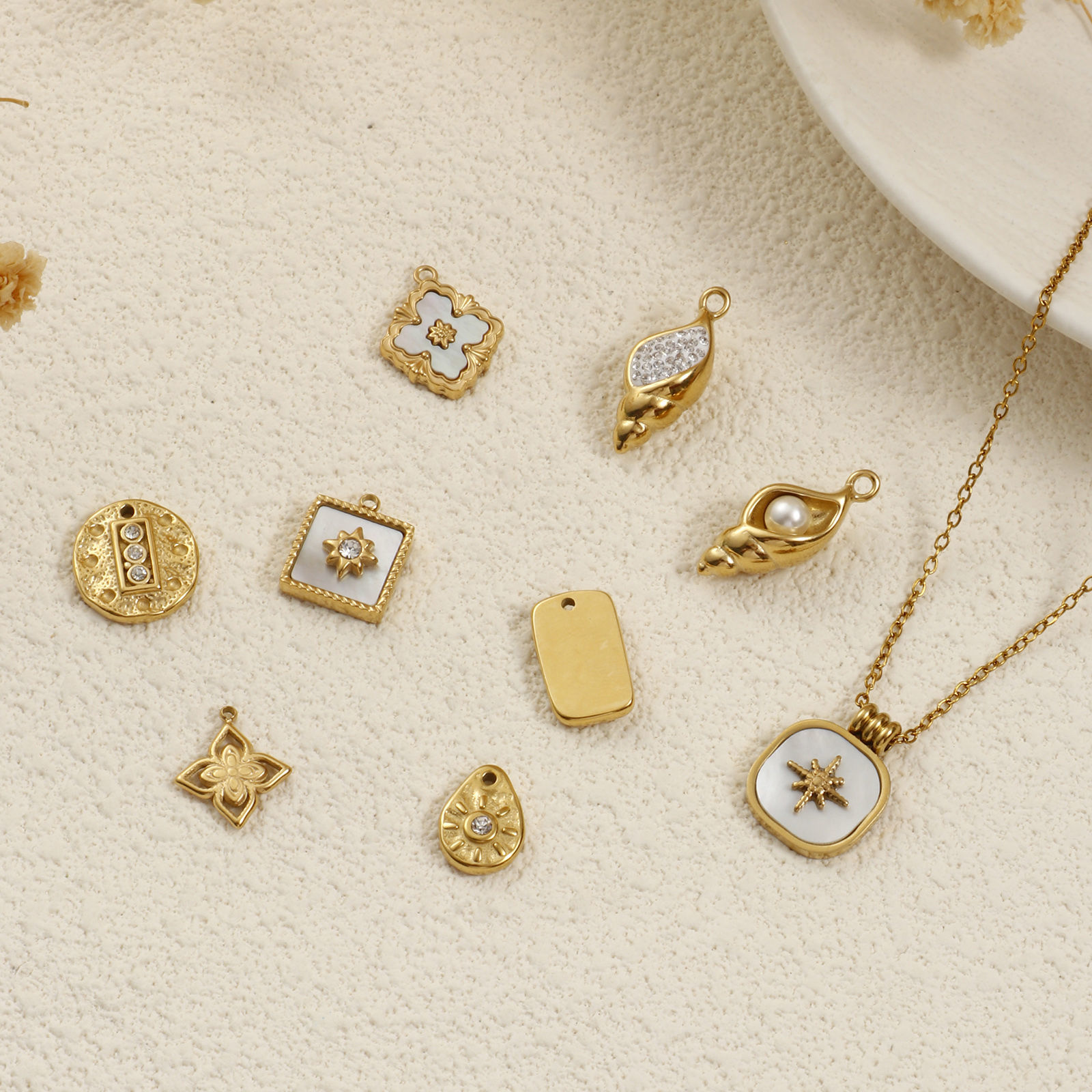 Picture of 1 Piece Eco-friendly PVD Vacuum Plating 304 Stainless Steel Charms 18K Real Gold Plated