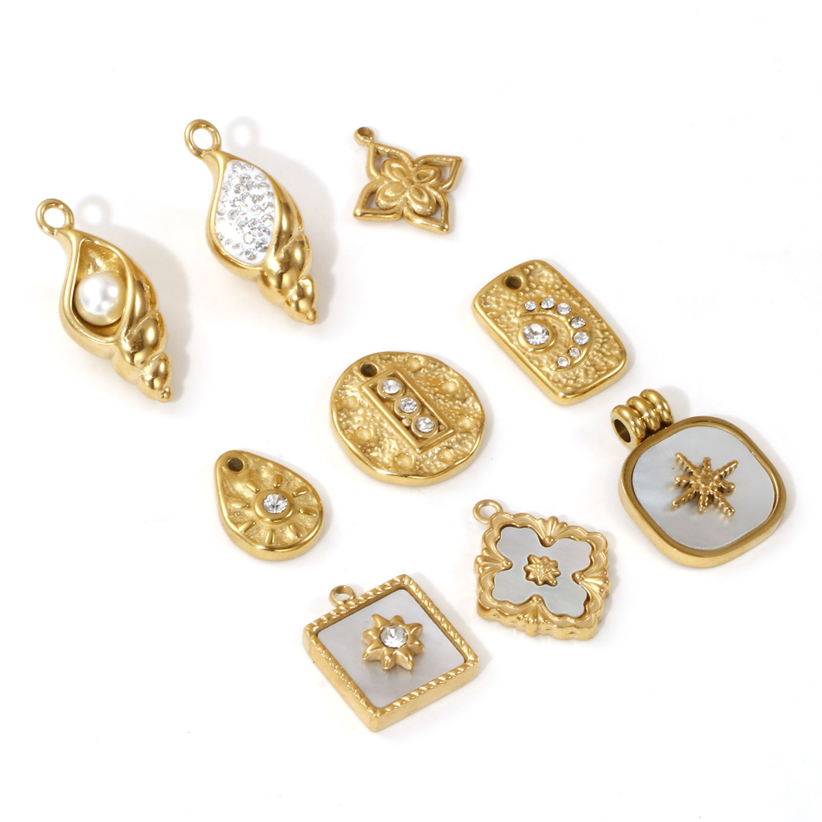 Picture of 1 Piece Eco-friendly PVD Vacuum Plating 304 Stainless Steel Charms 18K Real Gold Plated