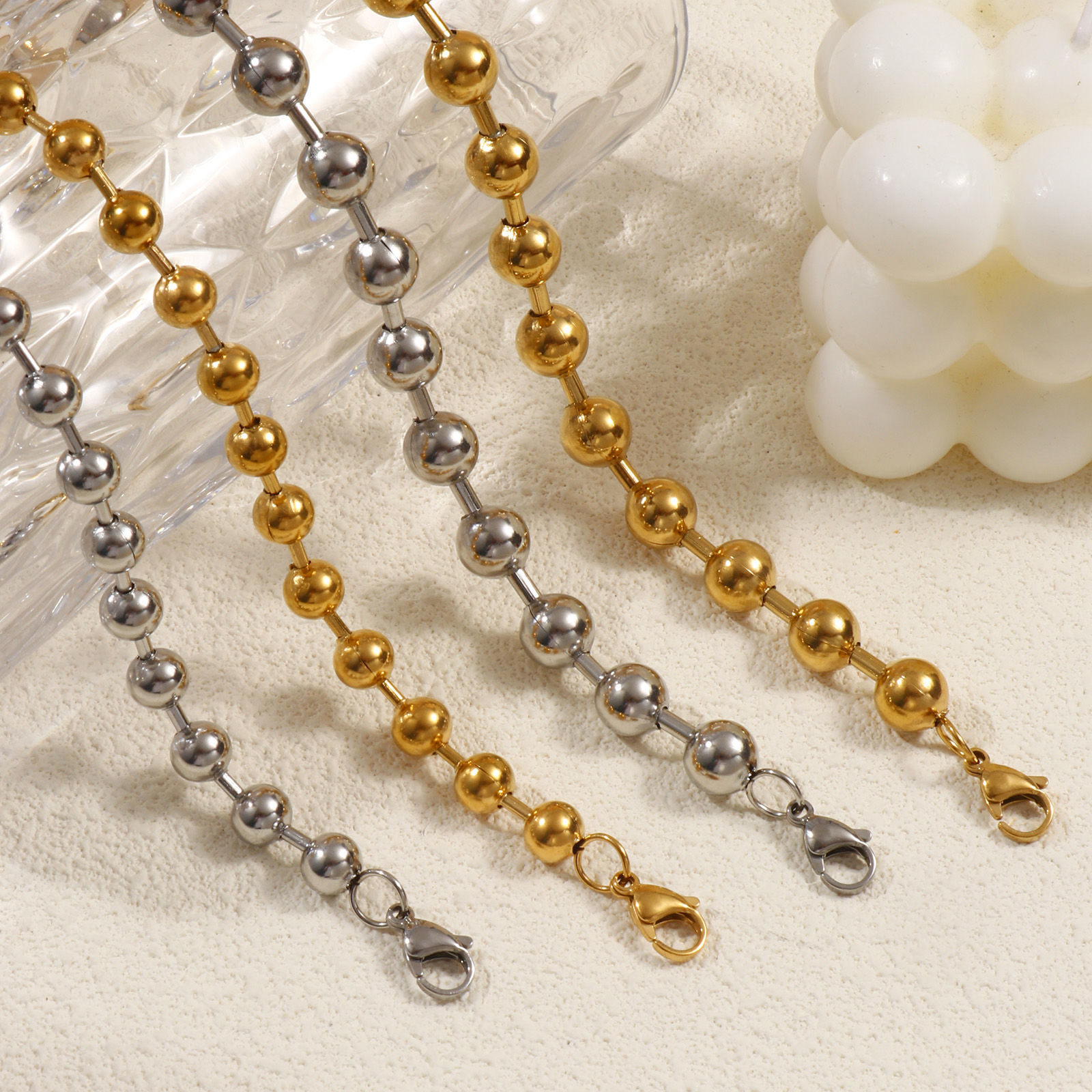 Picture of Multicolor Ball Chain Necklace, 304 Stainless Steel 40cm(15.7") + 5cm(2"), For Women, Simple & Casual Gift, Eco-friendly