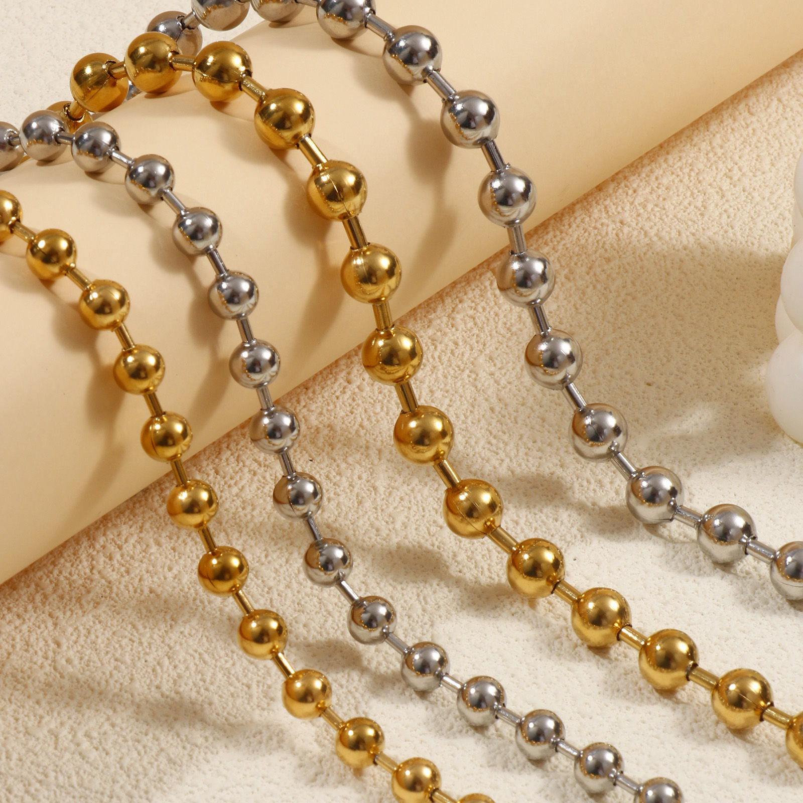 Picture of Multicolor Ball Chain Necklace, 304 Stainless Steel 40cm(15.7") + 5cm(2"), For Women, Simple & Casual Gift, Eco-friendly