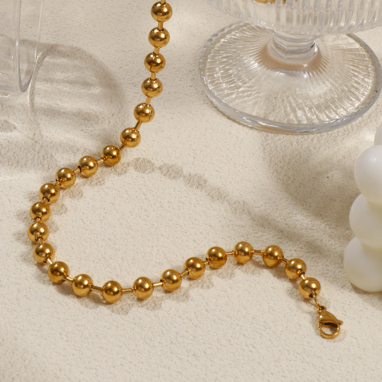 Picture of Multicolor Ball Chain Necklace, 304 Stainless Steel 40cm(15.7") + 5cm(2"), For Women, Simple & Casual Gift, Eco-friendly