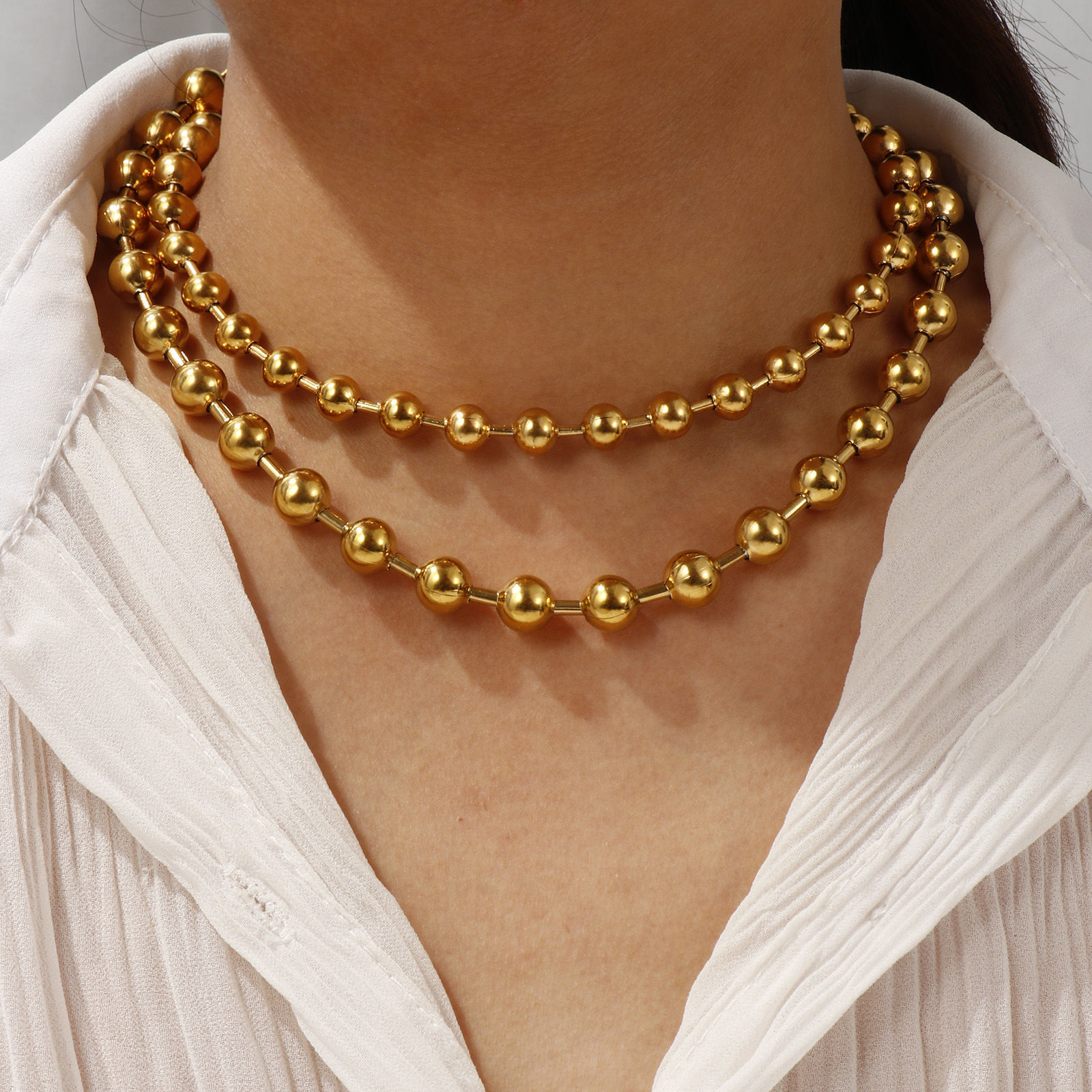 Picture of Multicolor Ball Chain Necklace, 304 Stainless Steel 40cm(15.7") + 5cm(2"), For Women, Simple & Casual Gift, Eco-friendly