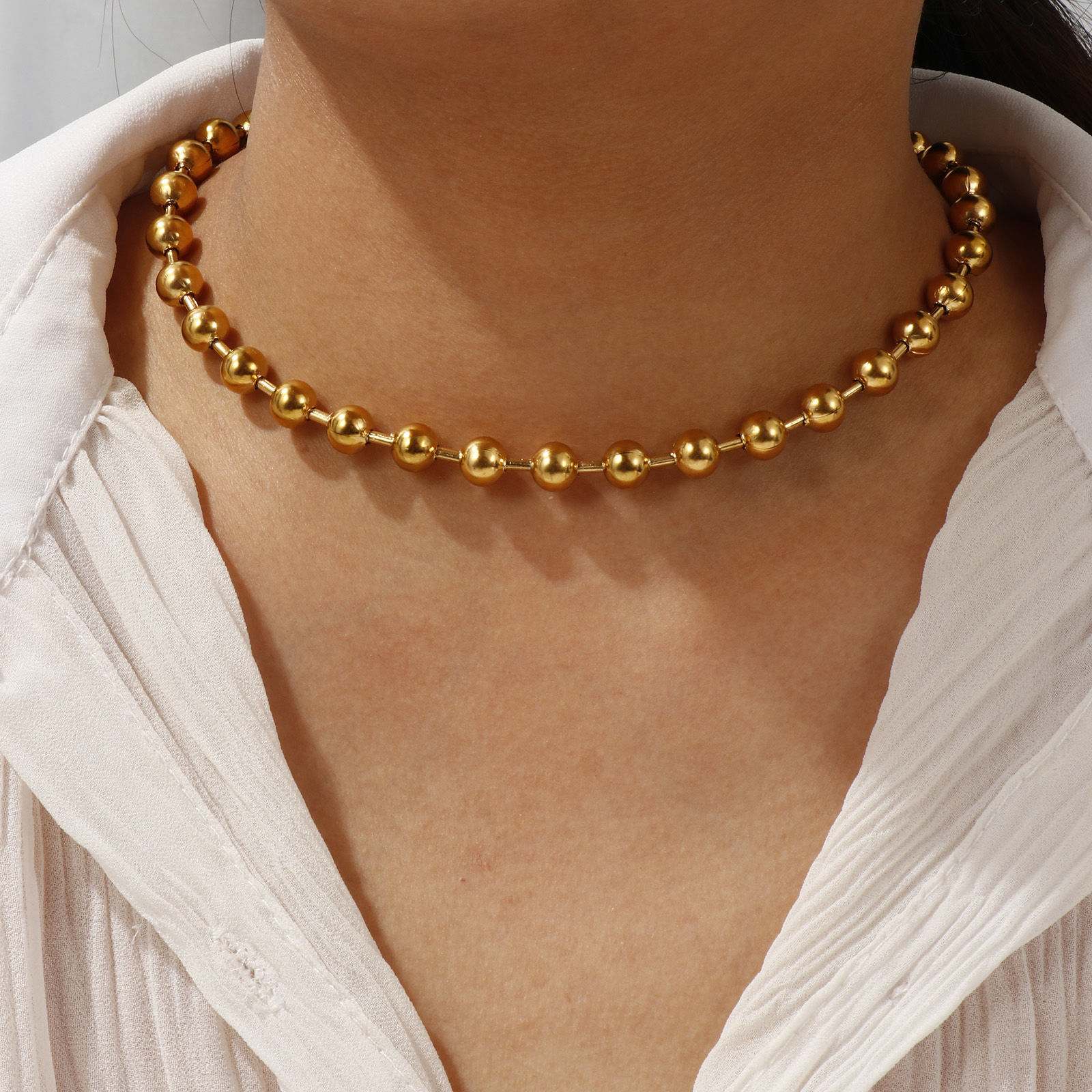 Picture of Multicolor Ball Chain Necklace, 304 Stainless Steel 40cm(15.7") + 5cm(2"), For Women, Simple & Casual Gift, Eco-friendly