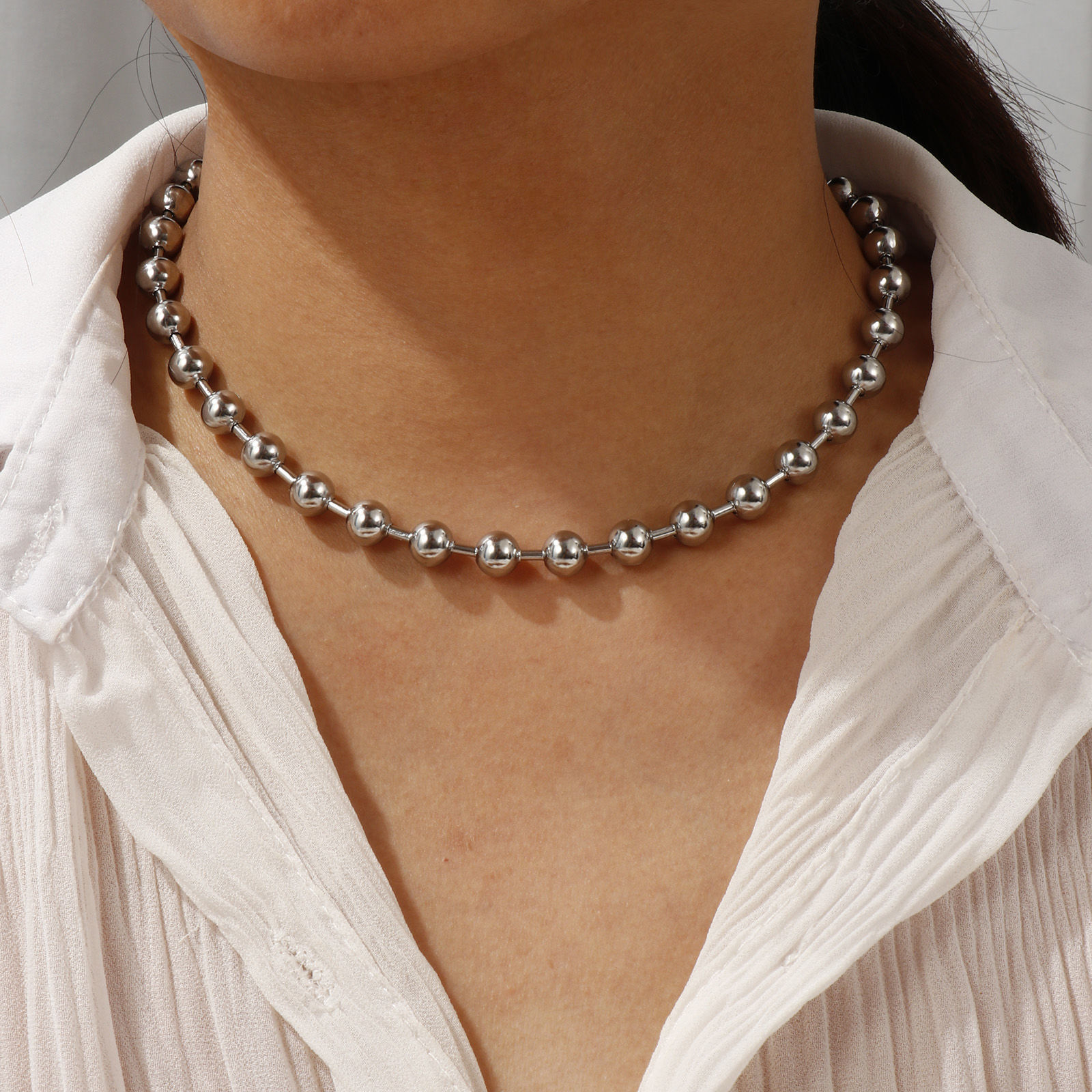 Picture of Multicolor Ball Chain Necklace, 304 Stainless Steel 40cm(15.7") + 5cm(2"), For Women, Simple & Casual Gift, Eco-friendly