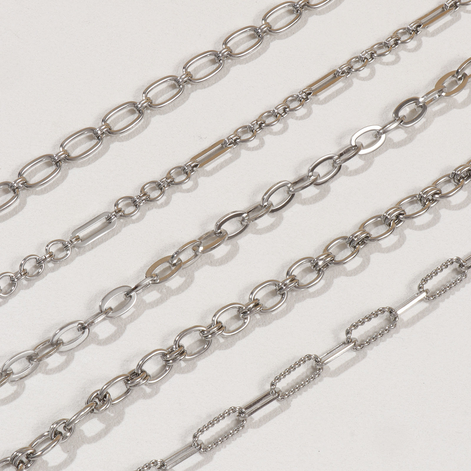 Picture of Silver Tone Paperclip Link Chain Oval Necklace, 304 Stainless Steel 40cm(15.7") + 5cm(2"), For Women, Simple & Casual Gift, Eco-friendly