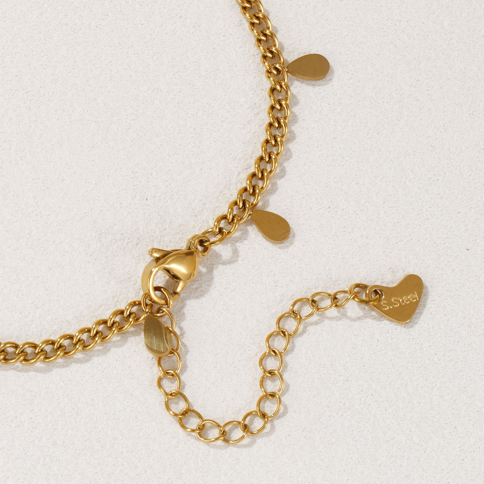 Picture of Eco-friendly PVD Vacuum Plating Exquisite 18K Real Gold Plated 304 Stainless Steel Curb Link Chain Anklet For Women Gift 22cm(8.7") long