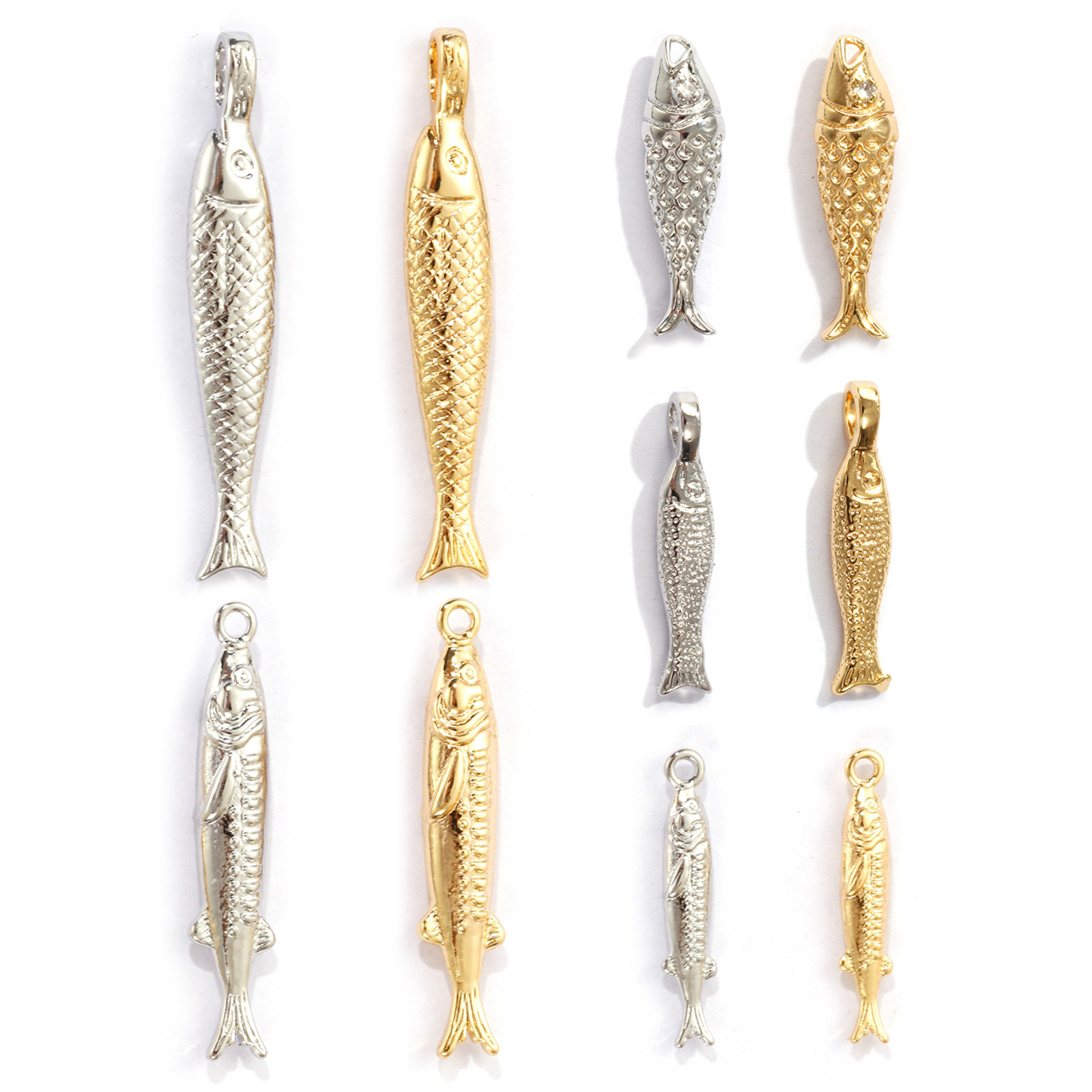 Picture of Eco-friendly Brass Ocean Jewelry Charms Real Gold Plated Fish Animal 3D