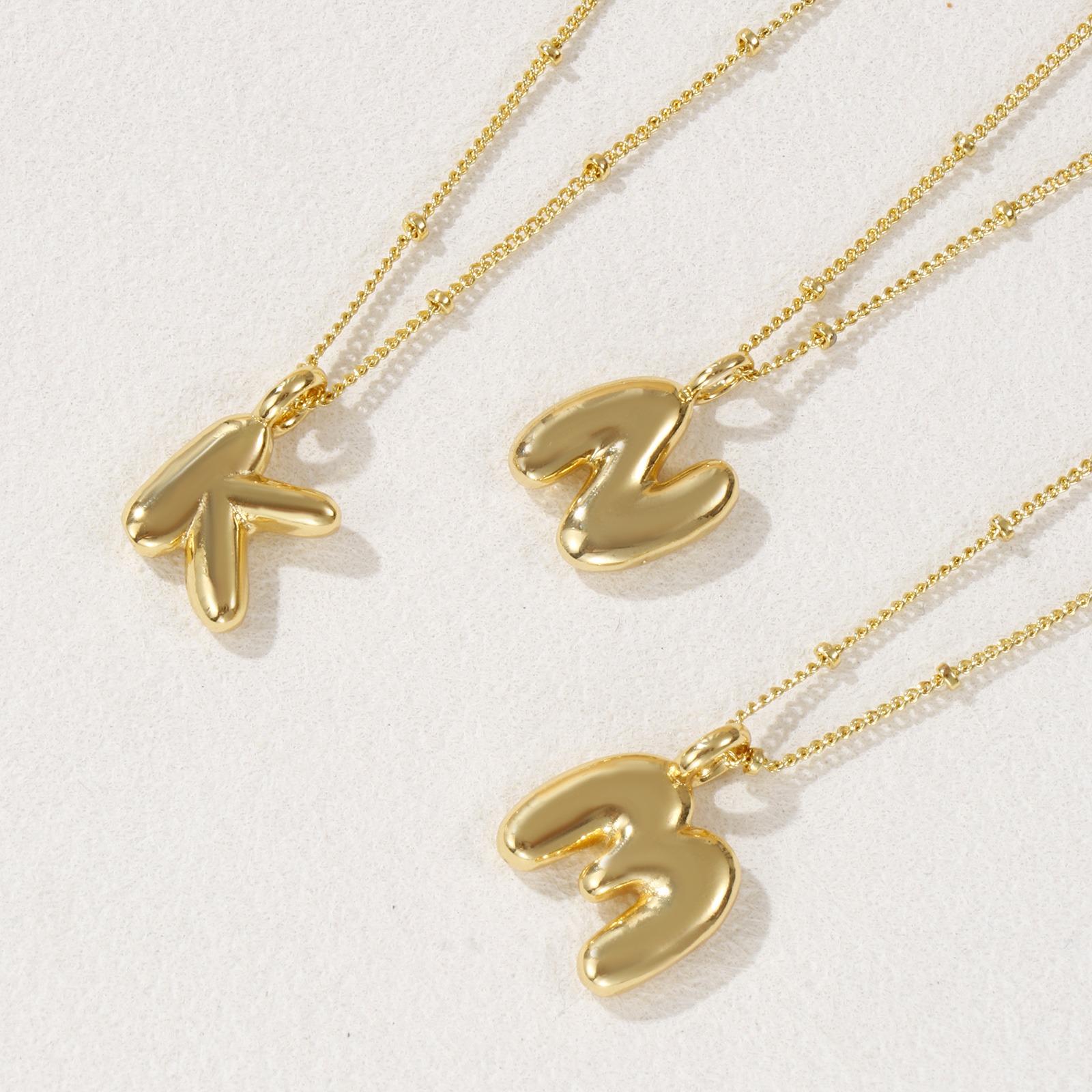 Picture of 18K Real Gold Plated Curb Link Chain Capital Alphabet Initial Letter Pendant Charm Necklace, Brass 45cm(17.7") + 5cm(2"), For Women, Message " A-Z " Exquisite Gift, Eco-friendly