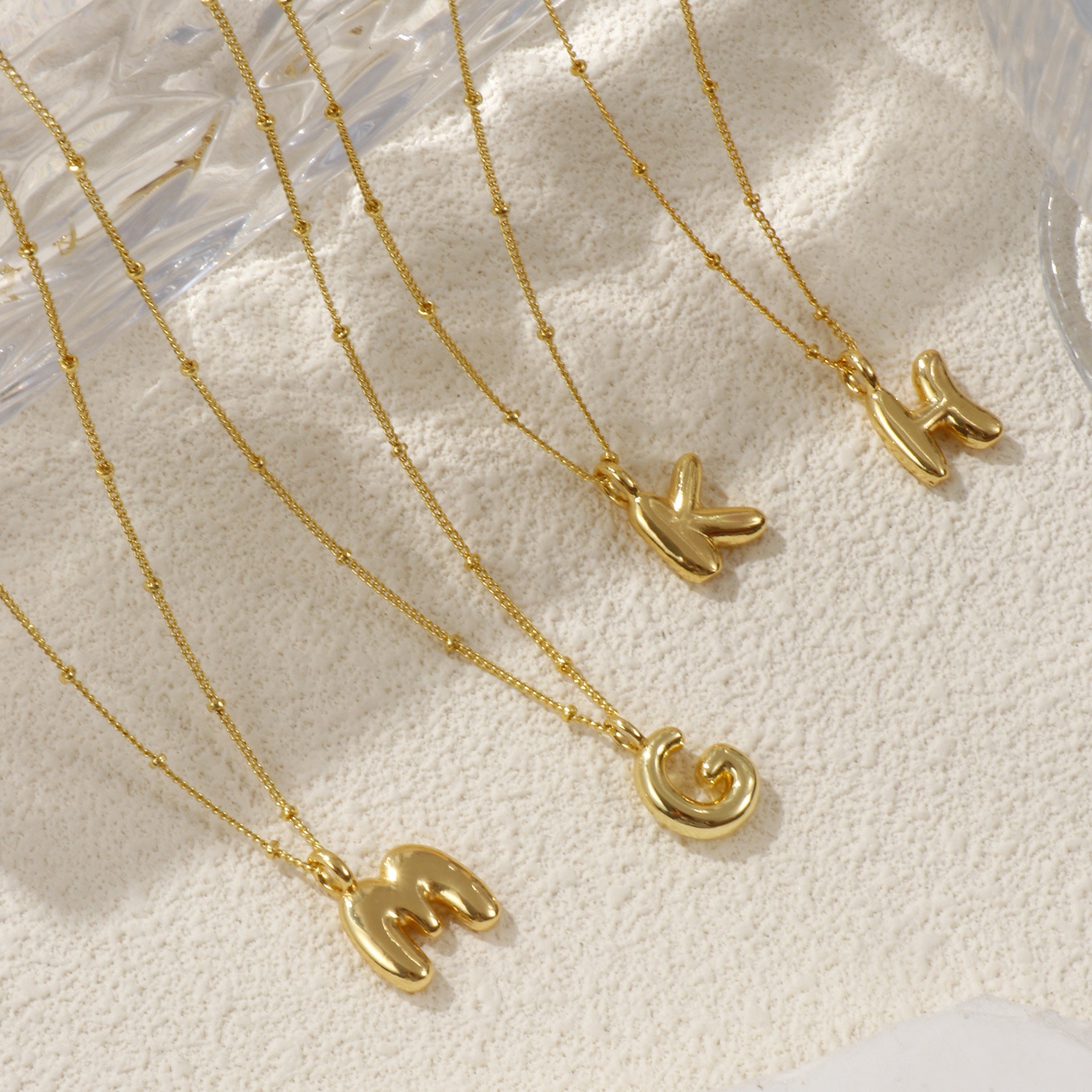 Picture of 18K Real Gold Plated Curb Link Chain Capital Alphabet Initial Letter Pendant Charm Necklace, Brass 45cm(17.7") + 5cm(2"), For Women, Message " A-Z " Exquisite Gift, Eco-friendly