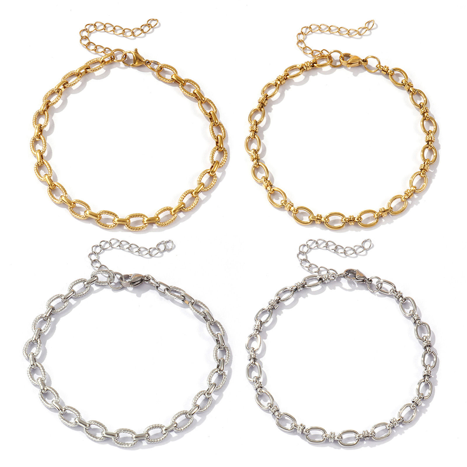 Picture of Eco-friendly PVD Vacuum Plating Stylish Multicolor 304 Stainless Steel Link Cable Chain Anklet Unisex 22cm(8.7") long