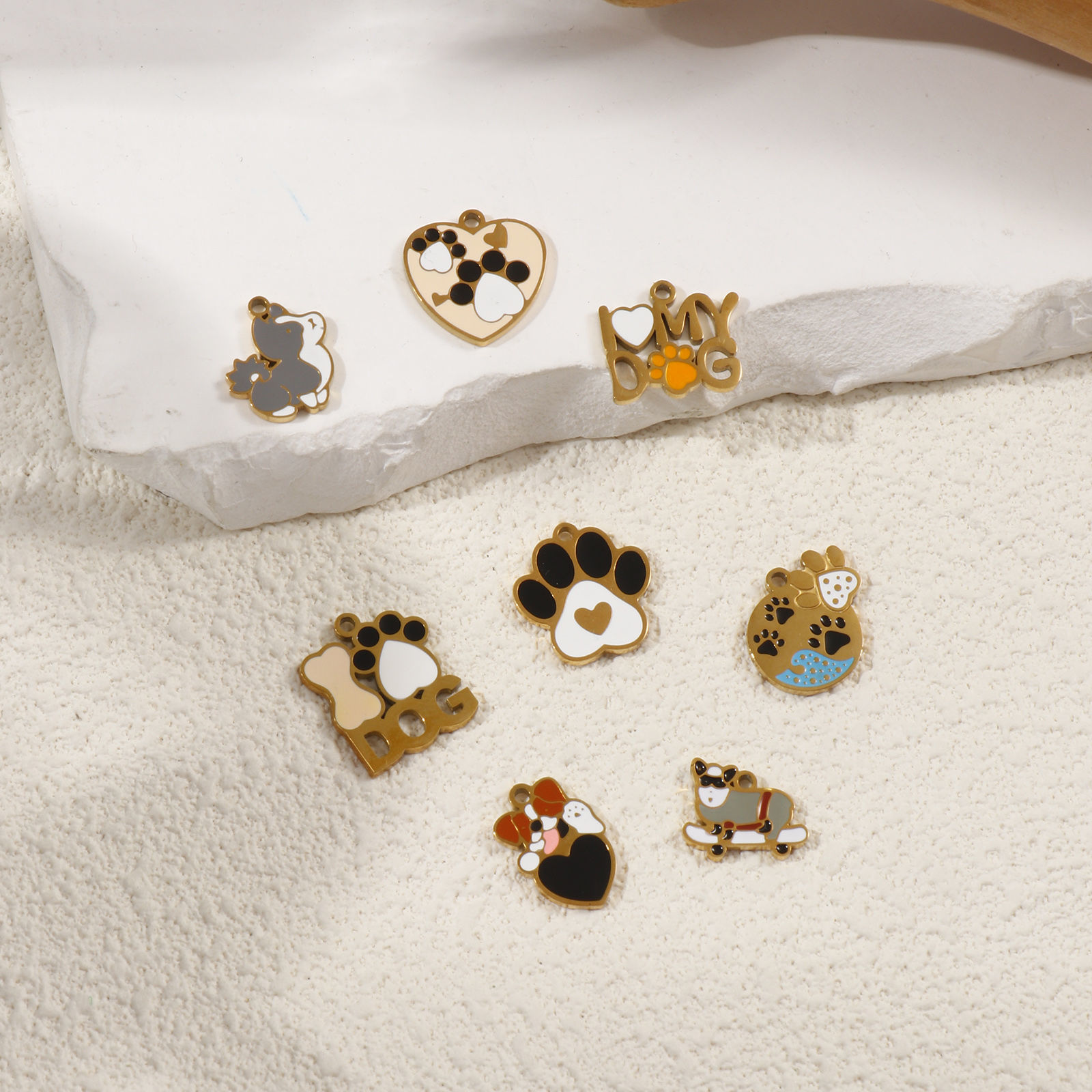 Picture of Eco-friendly PVD Vacuum Plating 304 Stainless Steel Pet Memorial Charms 18K Gold Plated Enamel