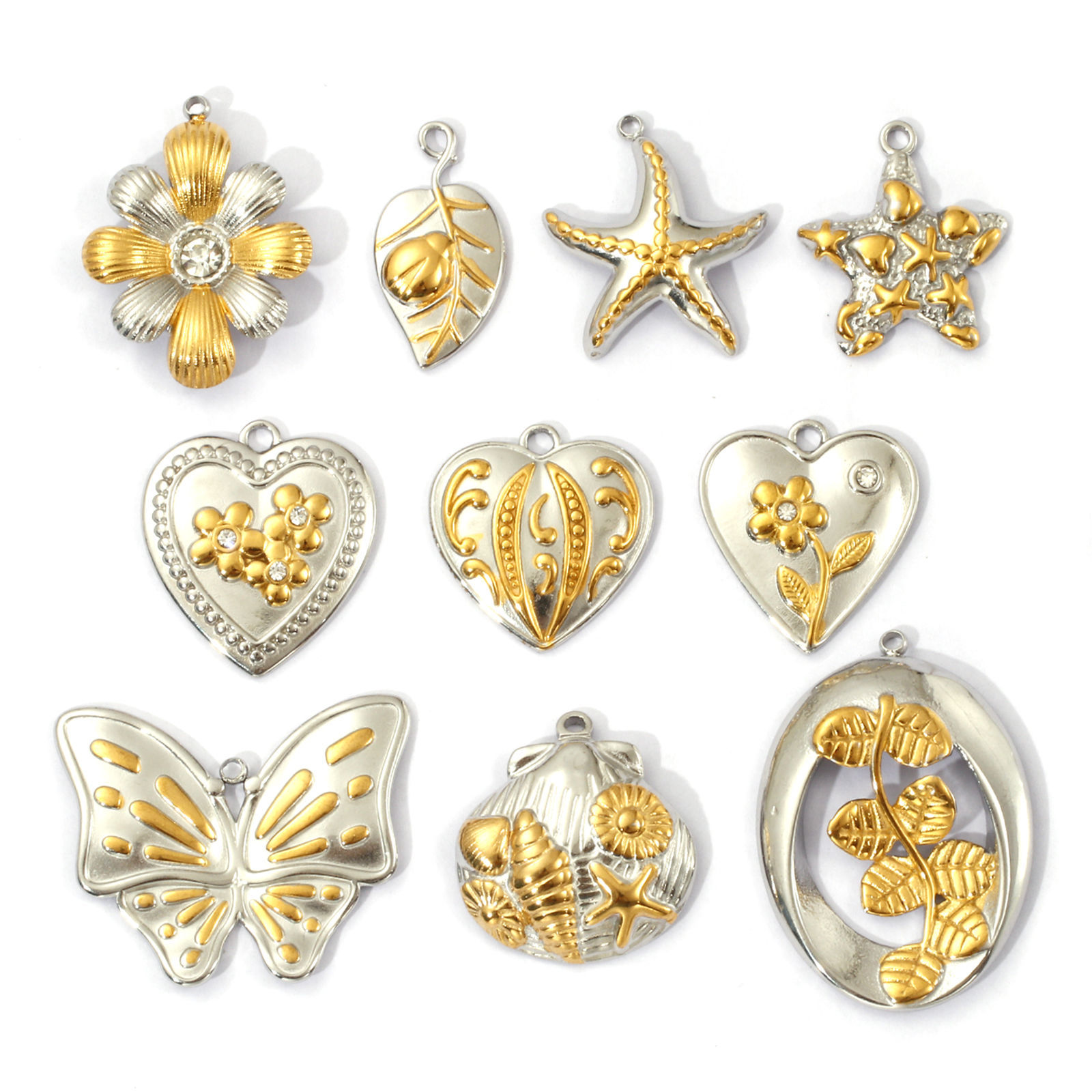 Picture of Eco-friendly PVD Vacuum Plating 304 Stainless Steel Pendants 18K Real Gold Plated & Silver Tone Two Tone