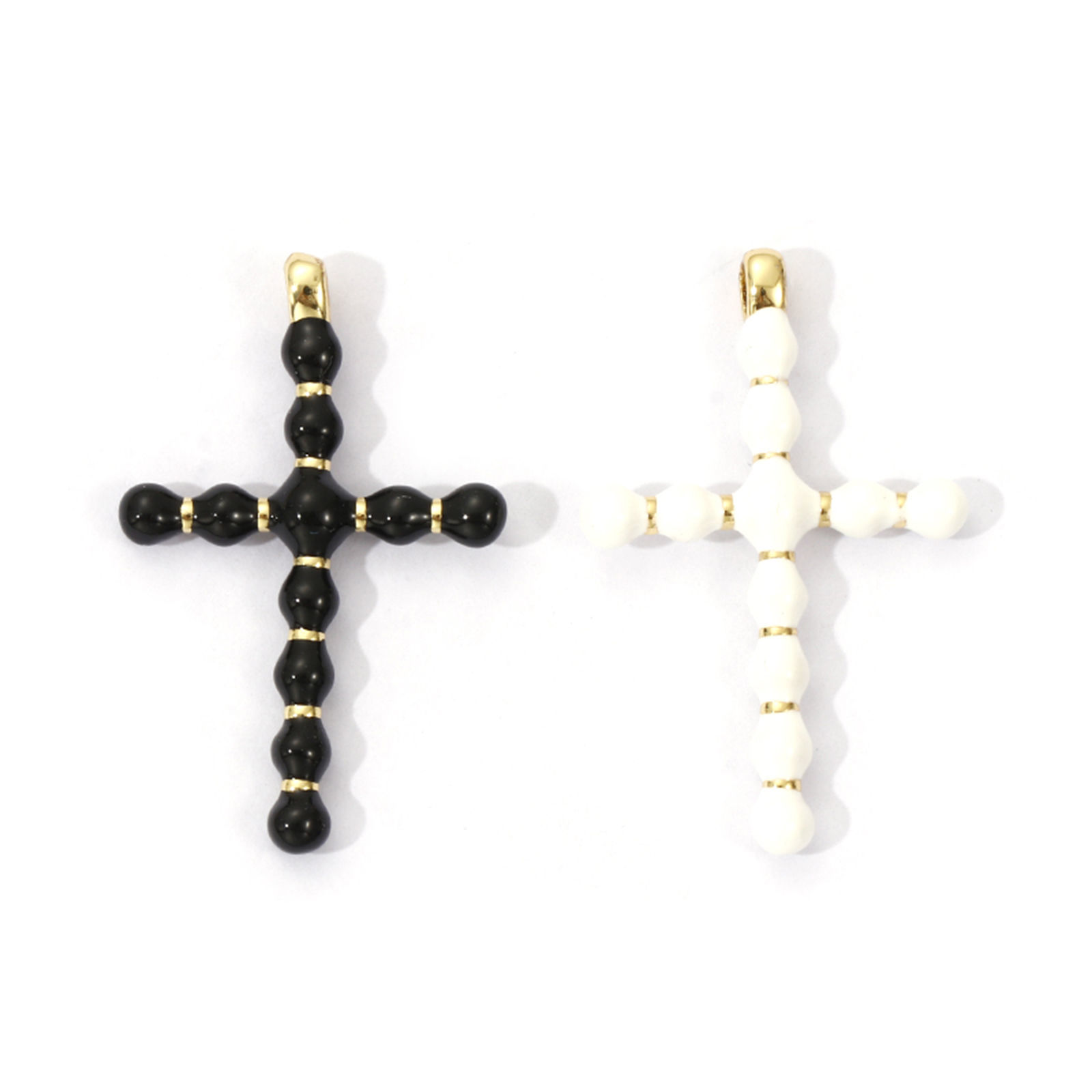 Picture of Eco-friendly Brass Religious Charms 18K Real Gold Plated Enamel Cross 3.6cm x 2.3cm