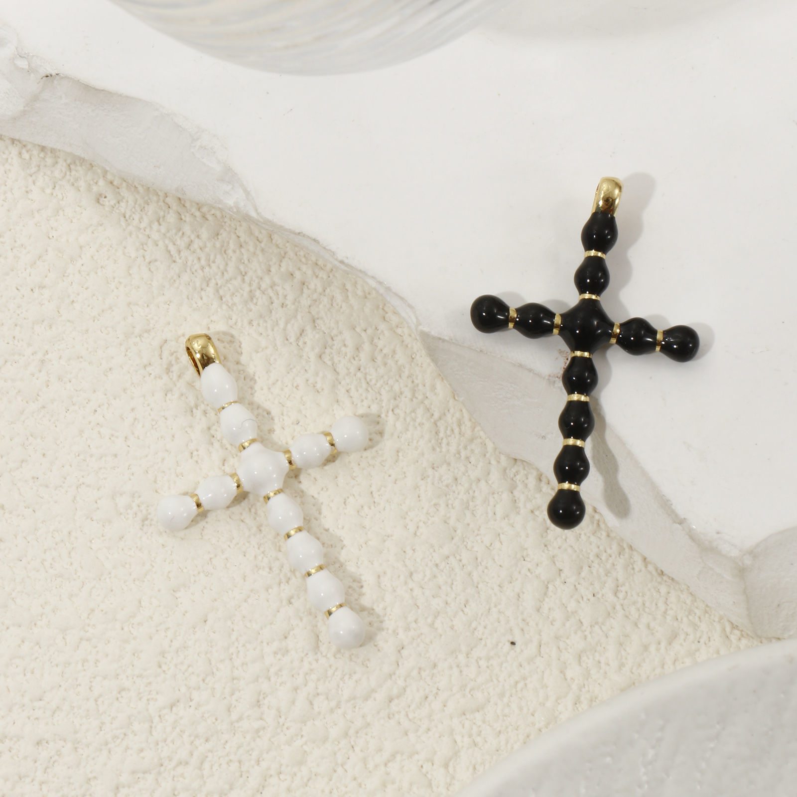 Picture of Eco-friendly Brass Religious Charms 18K Real Gold Plated Enamel Cross 3.6cm x 2.3cm