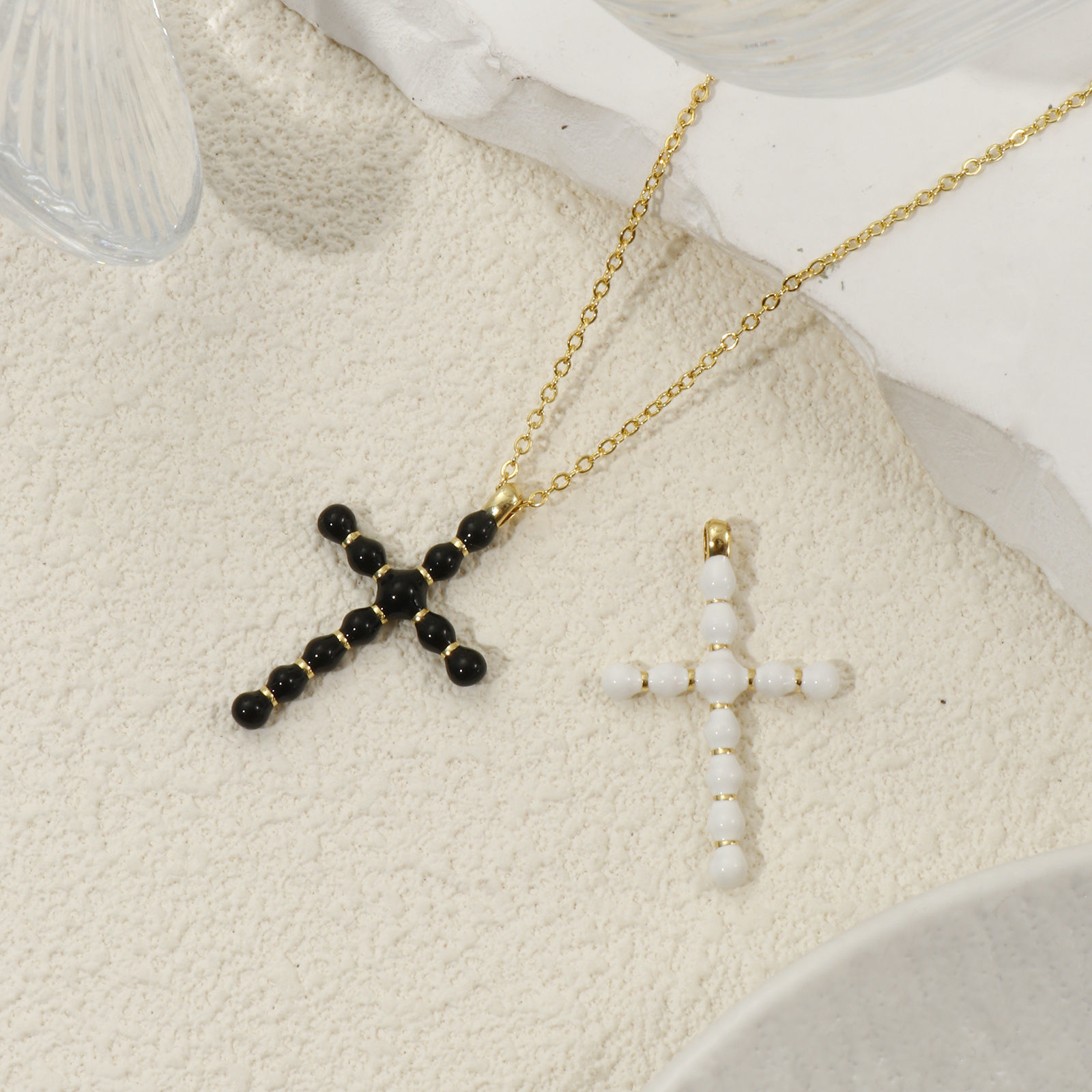 Picture of Eco-friendly Brass Religious Charms 18K Real Gold Plated Enamel Cross 3.6cm x 2.3cm