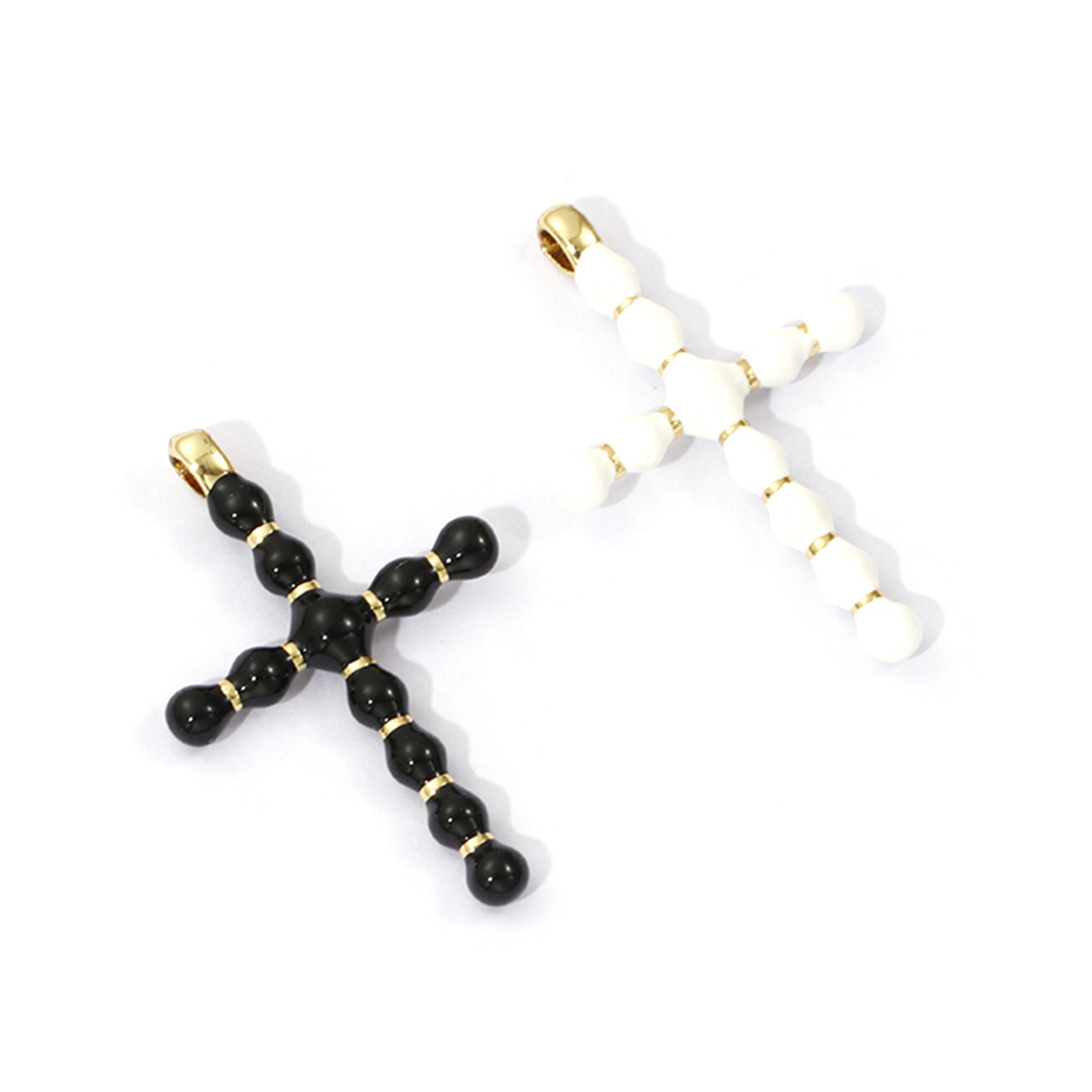 Picture of Eco-friendly Brass Religious Charms 18K Real Gold Plated Enamel Cross 3.6cm x 2.3cm