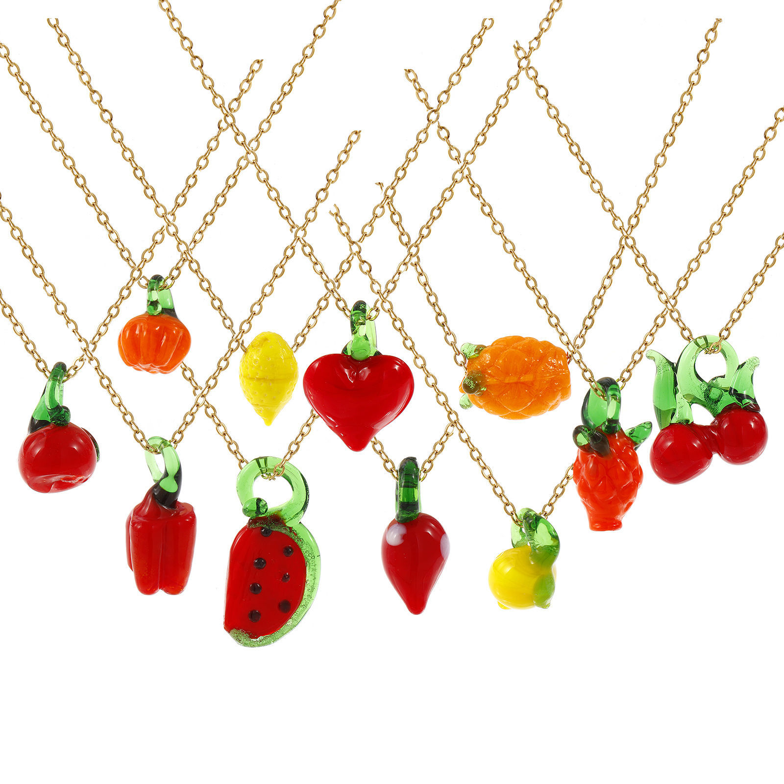 Imagen de 18K Oro Real Chapado Cadena de Cable Cruz Collar con Colgante, 304 Acero Inoxidable & Vidrio Murano 45cm + 5cm, Para Mujeres, 3D, Exquisito Regalo, Recubrimiento al Vacío PVD Ecológico, 1 Unidad