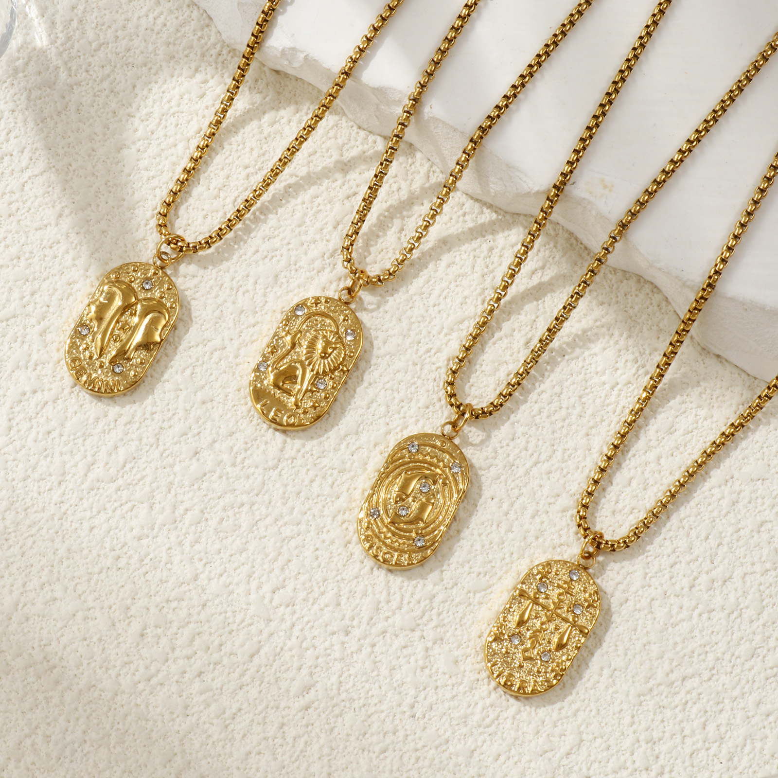 Bild von 18K Real Gold Plated Box Chain Oval Pendant Charm Necklace, 304 Stainless Steel 45cm(17.7") + 5cm(2"), Unisex, Clear Cubic Zirconia Exquisite Gift, Eco-friendly PVD Vacuum Plating, 1 Piece